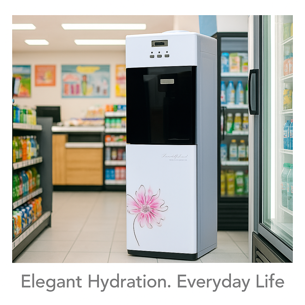 White Modern Luxury Household Standing Hot and Cold Compressor Cooling Water Dispenser – Palm Design
