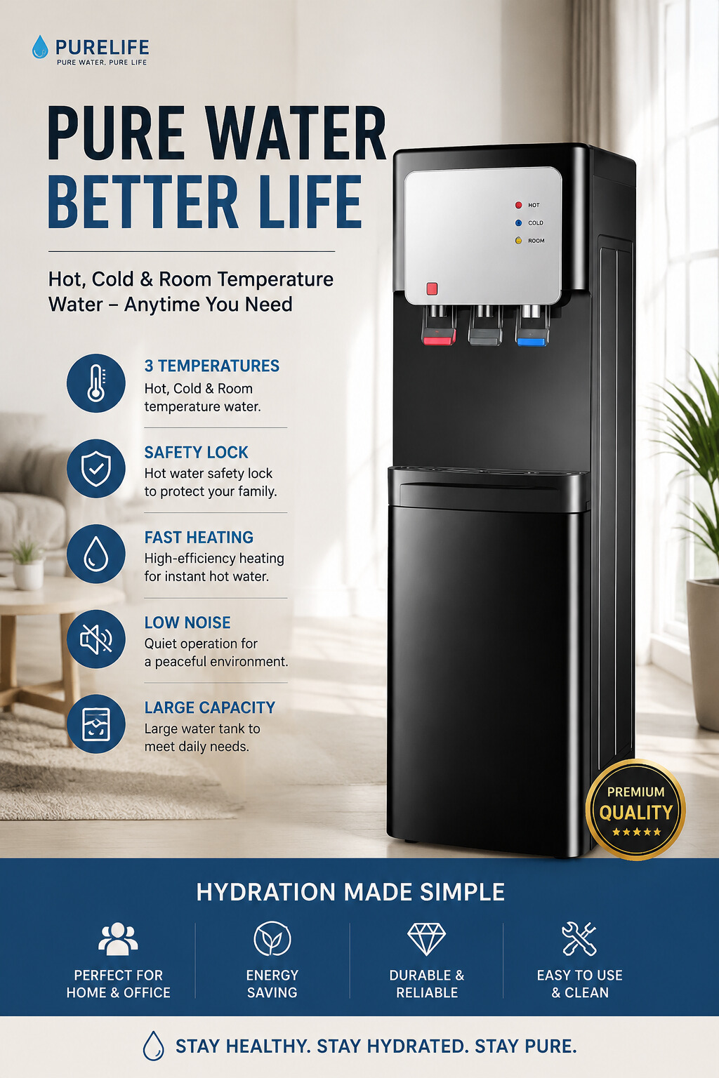 Smart App Hot and Cold Compressor Cooling Water Dispenser – Modern Home & Office Solution