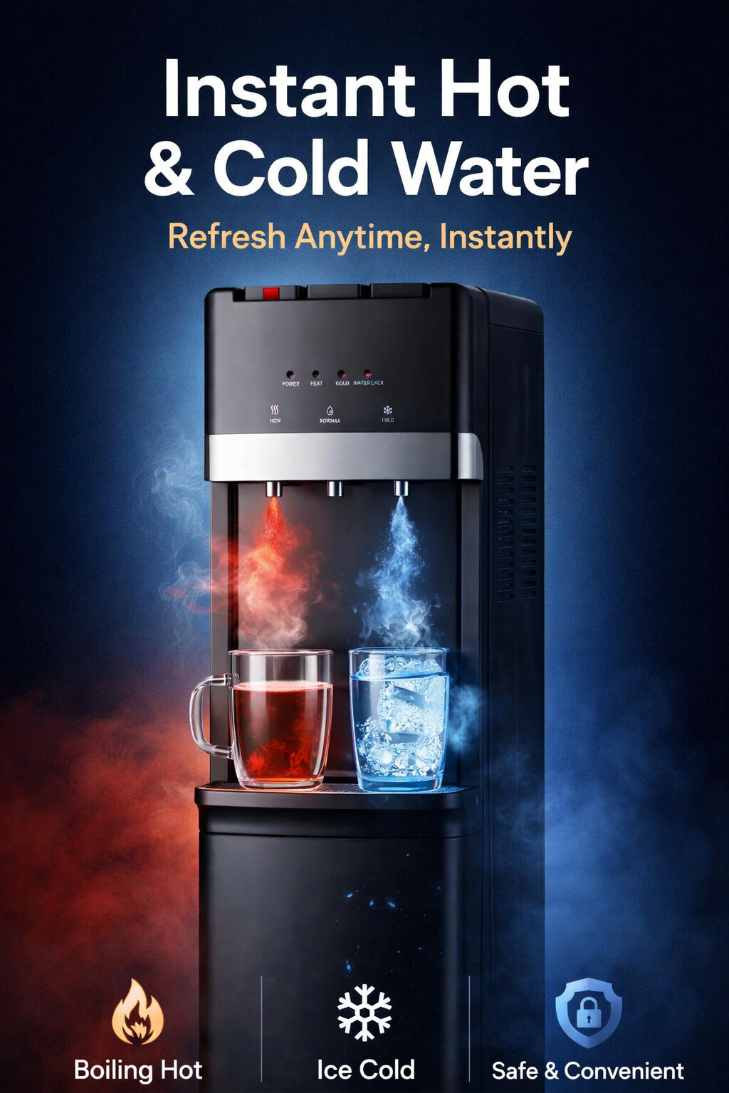 Child Safety Hot and cold compressor cooling water dispenser Modern Bottled Water Cooler with Lock