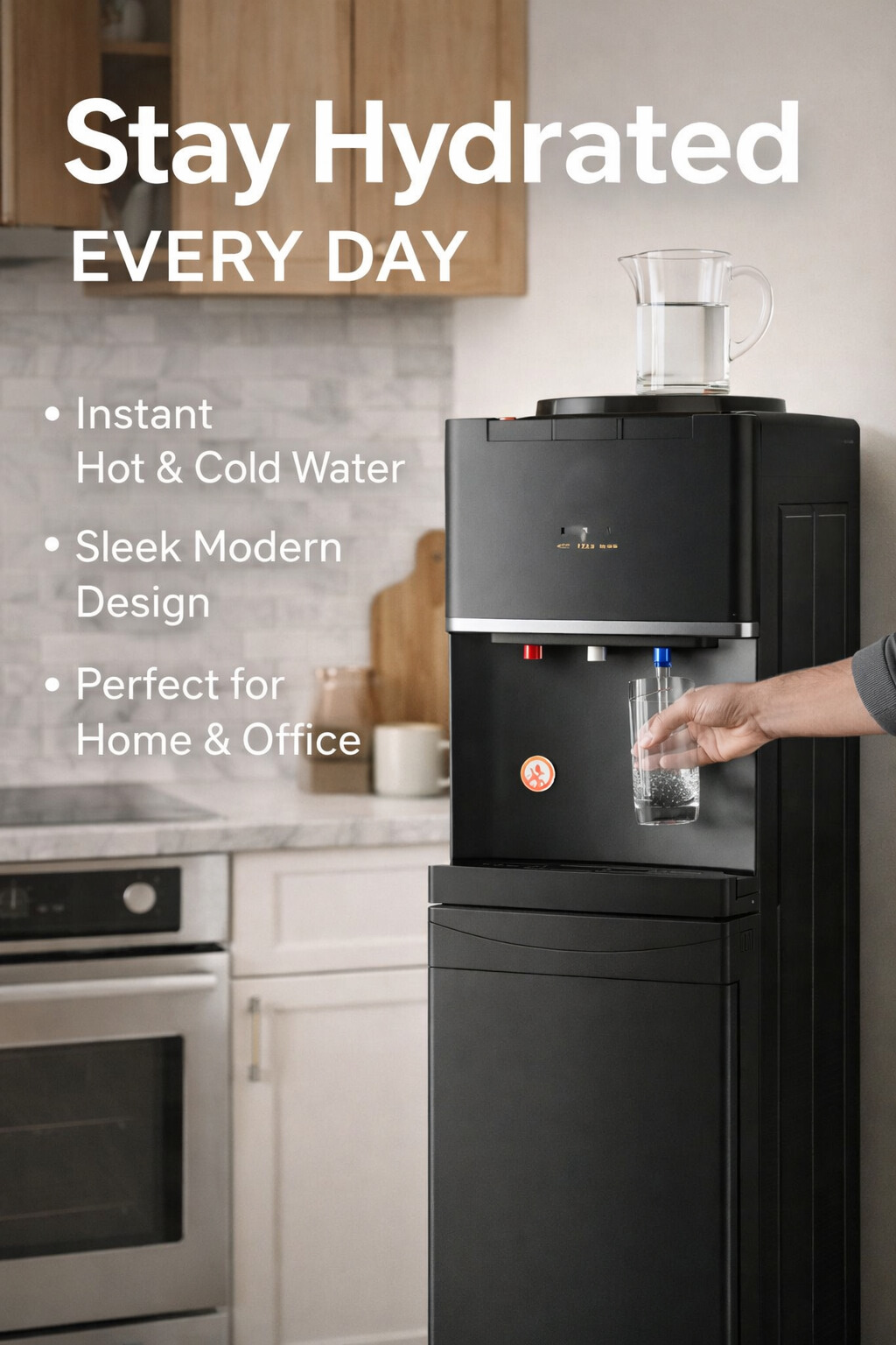 Office Home Standing Water Dispenser Black Compressor Cooling Model