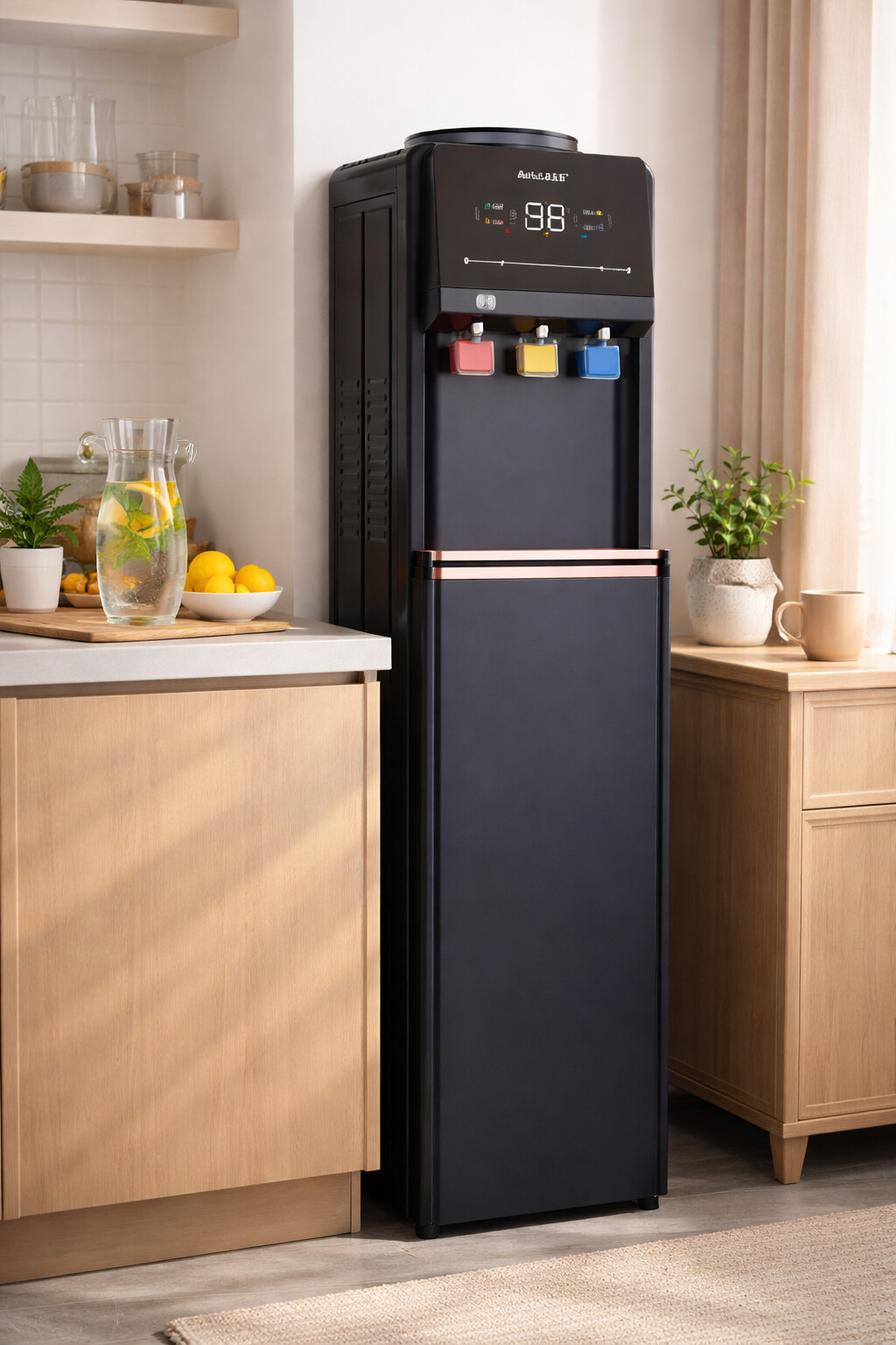 Elegant Black Hot Cold Water Dispenser for Home and Business