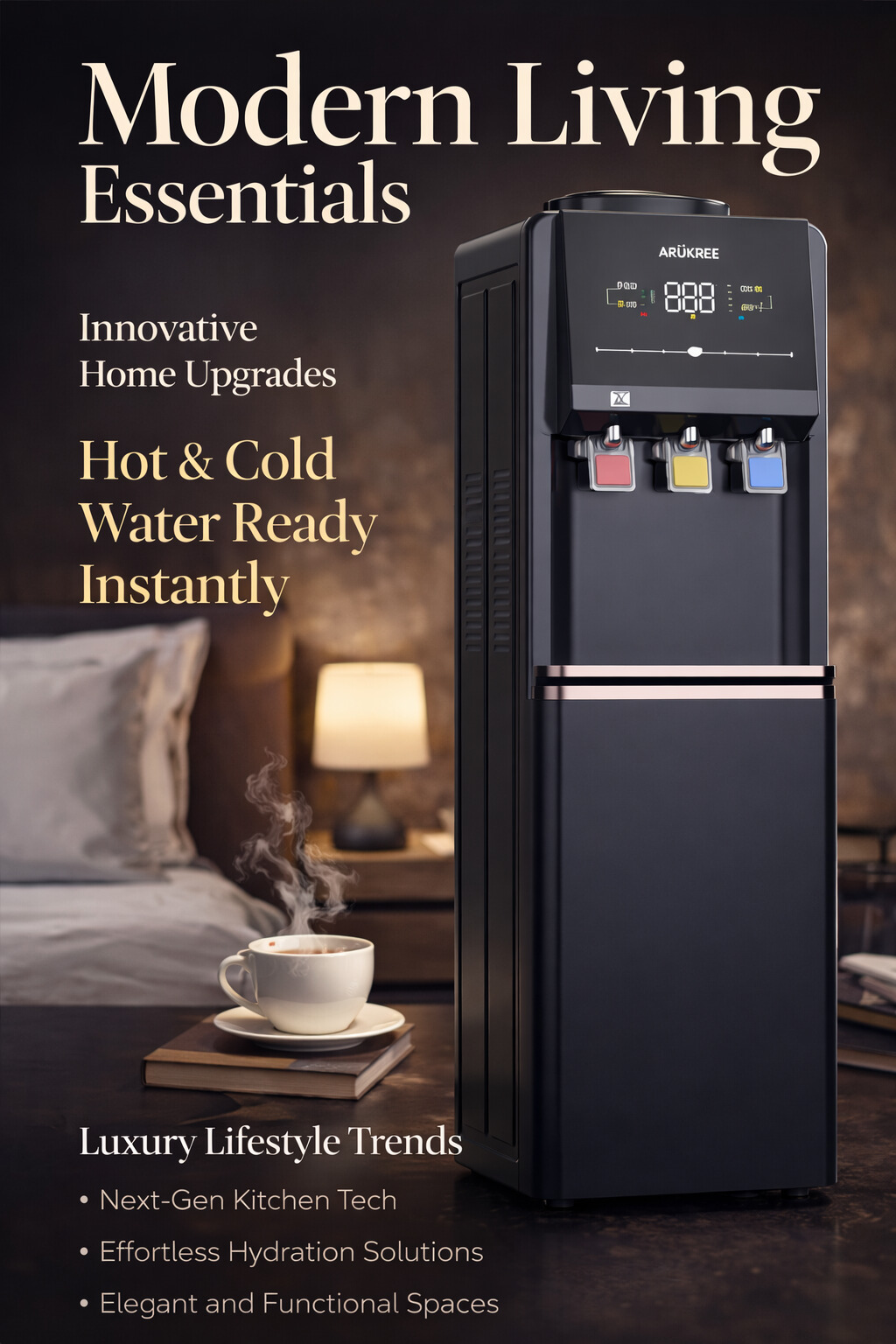 Smart Floor Standing Water Dispenser with Compressor Cooling Cabinet