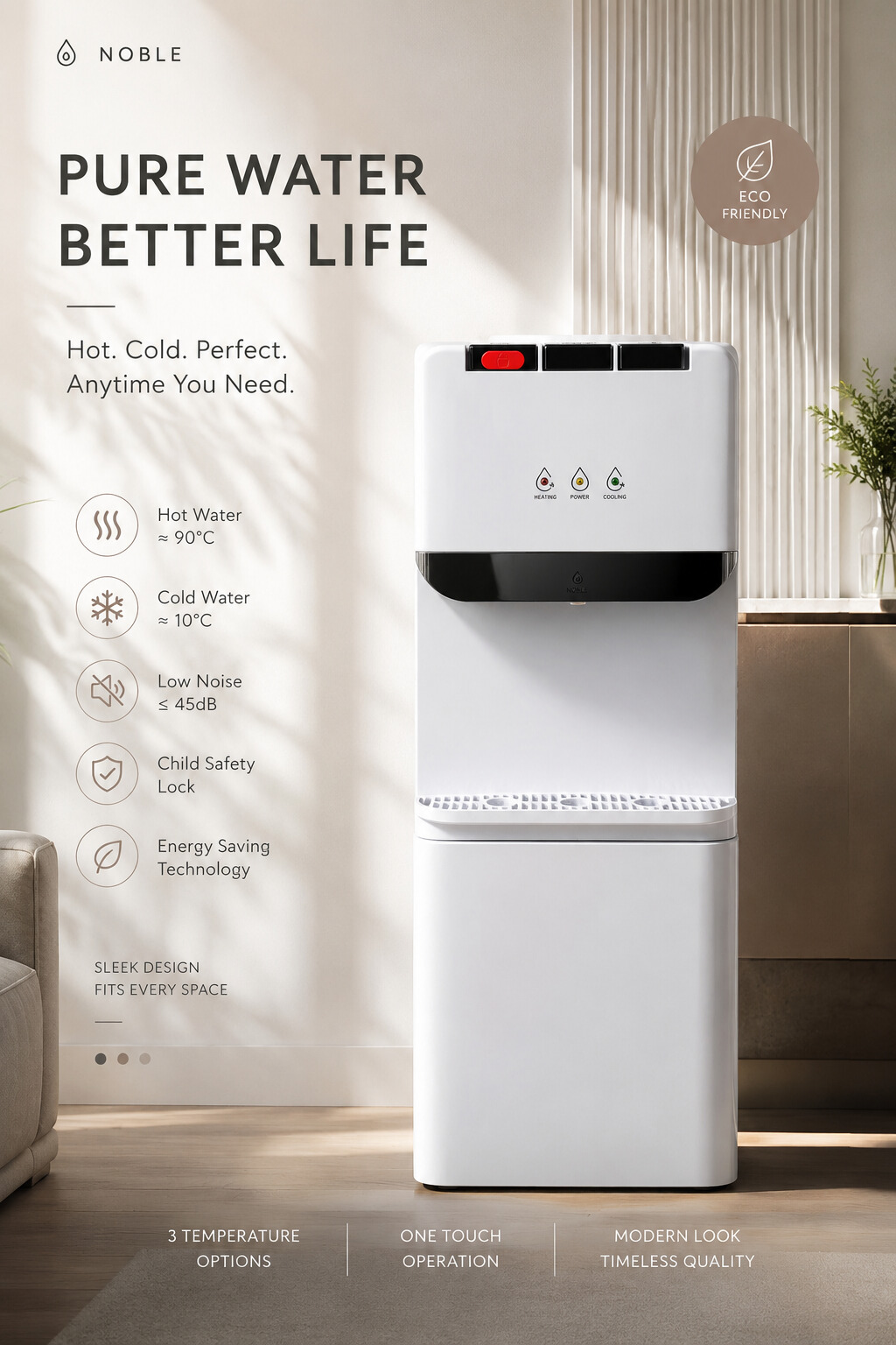 Elegant Family Size Hot and cold compressor cooling water dispenser for Commercial Use