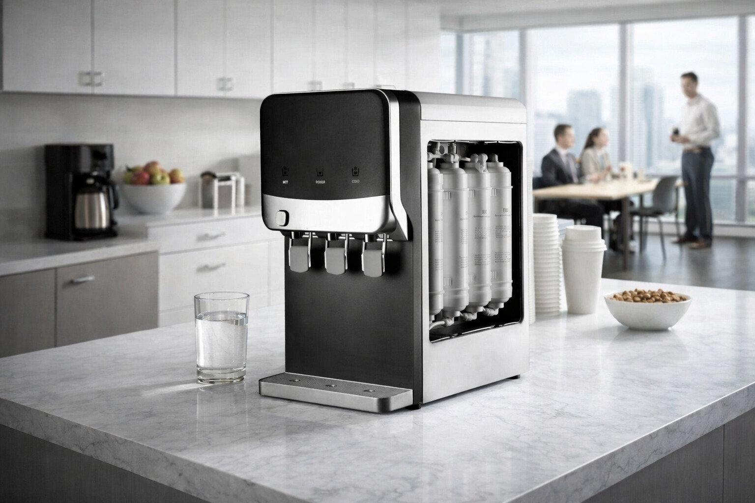 Modern Filtered Countertop Water Purifier Dispenser with Triple Tap Output