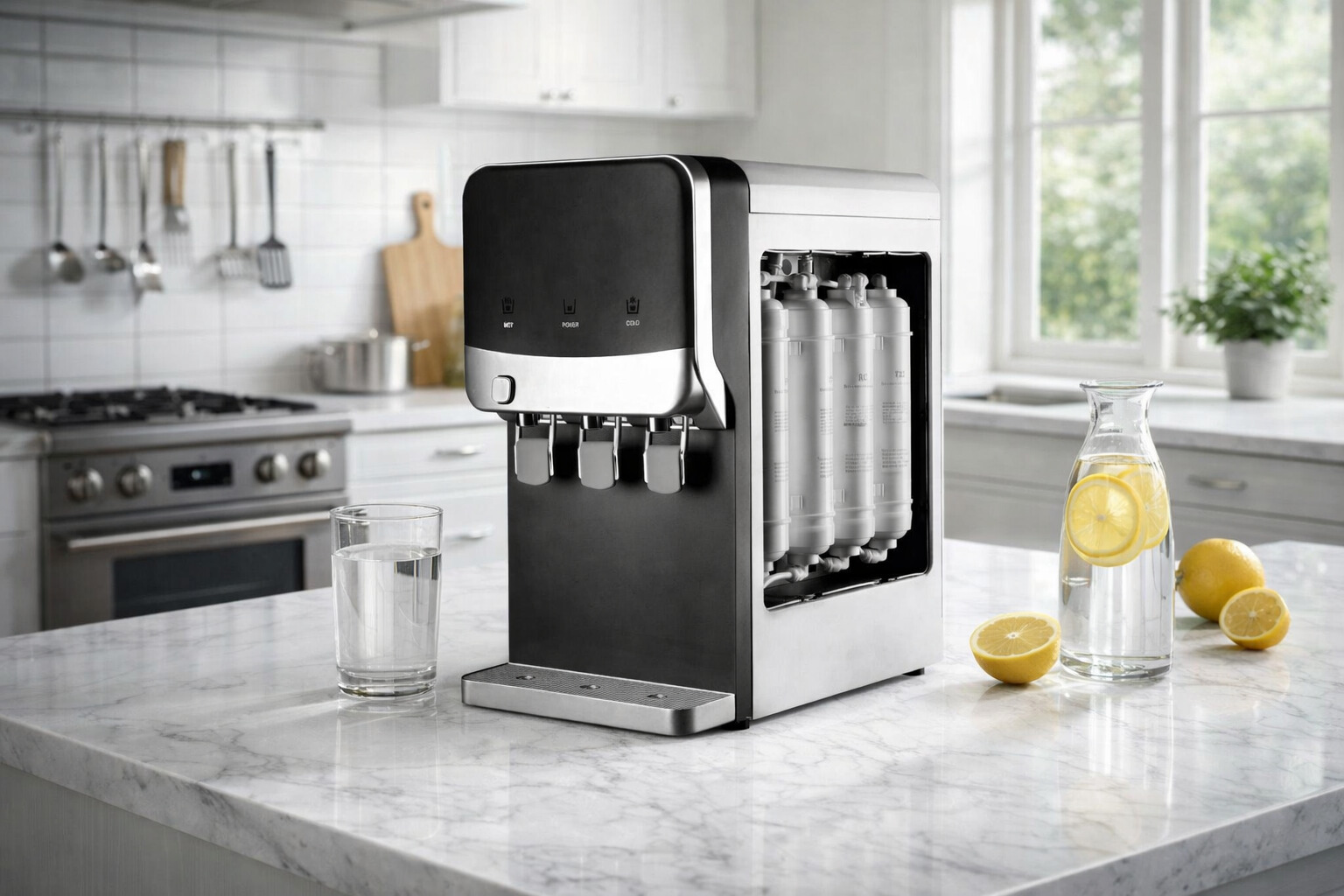Premium Countertop Drinking Water Machine with Hot Cold and Ambient Taps