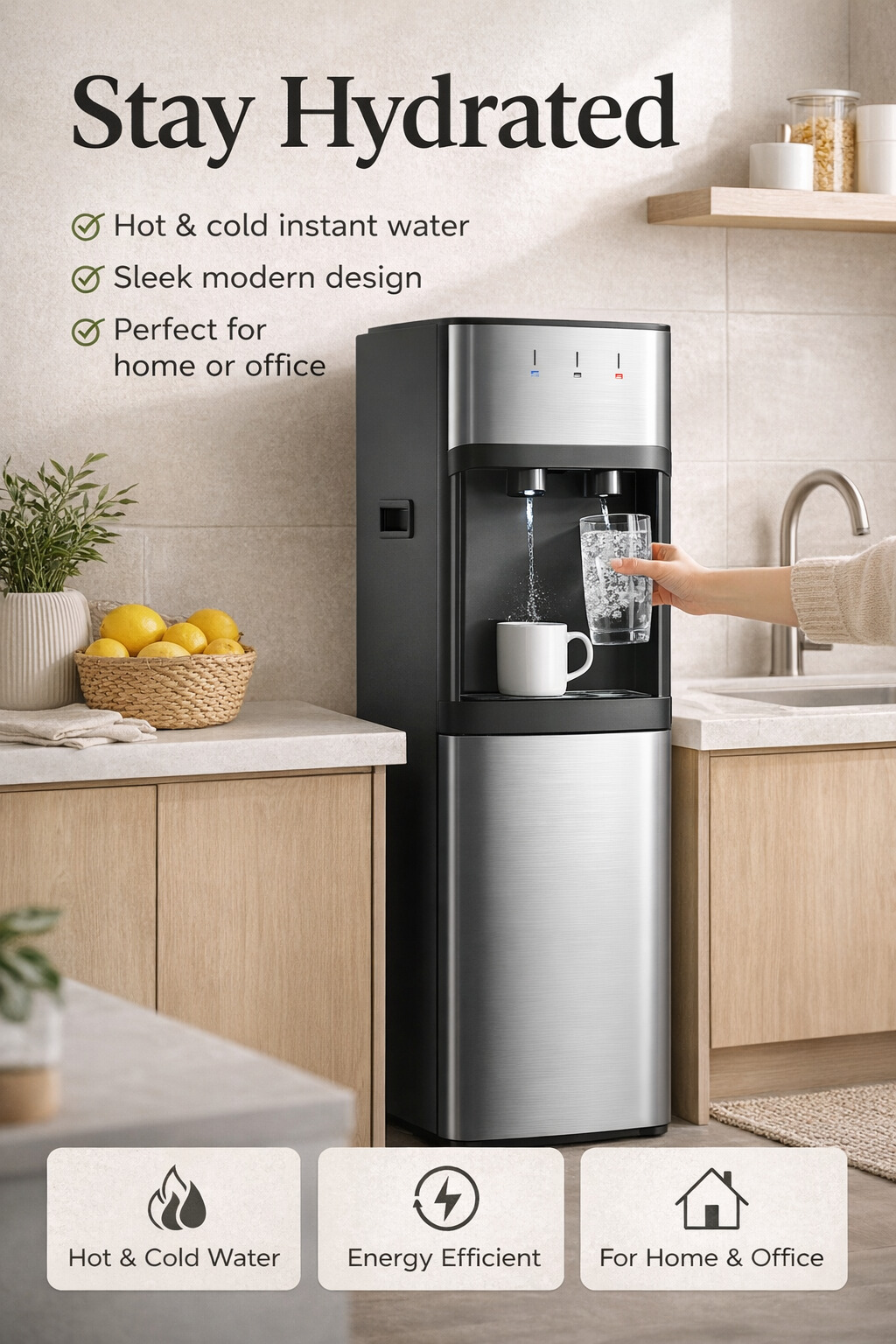 Premium Filter Monitor Hot and cold compressor cooling water dispenser for Home & Office