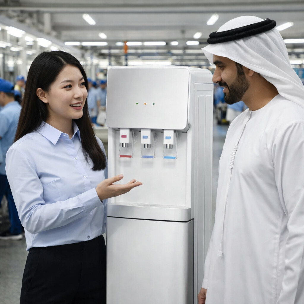 Office Floor Standing Hot and Cold Compressor Cooling Water Dispenser with Storage Cabinet