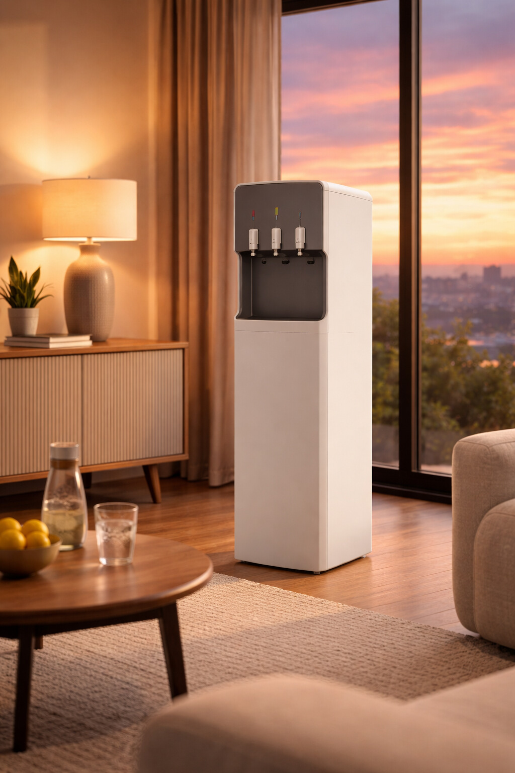 Modern Heavy Duty Hot and cold compressor cooling water dispenser with Storage Cabinet