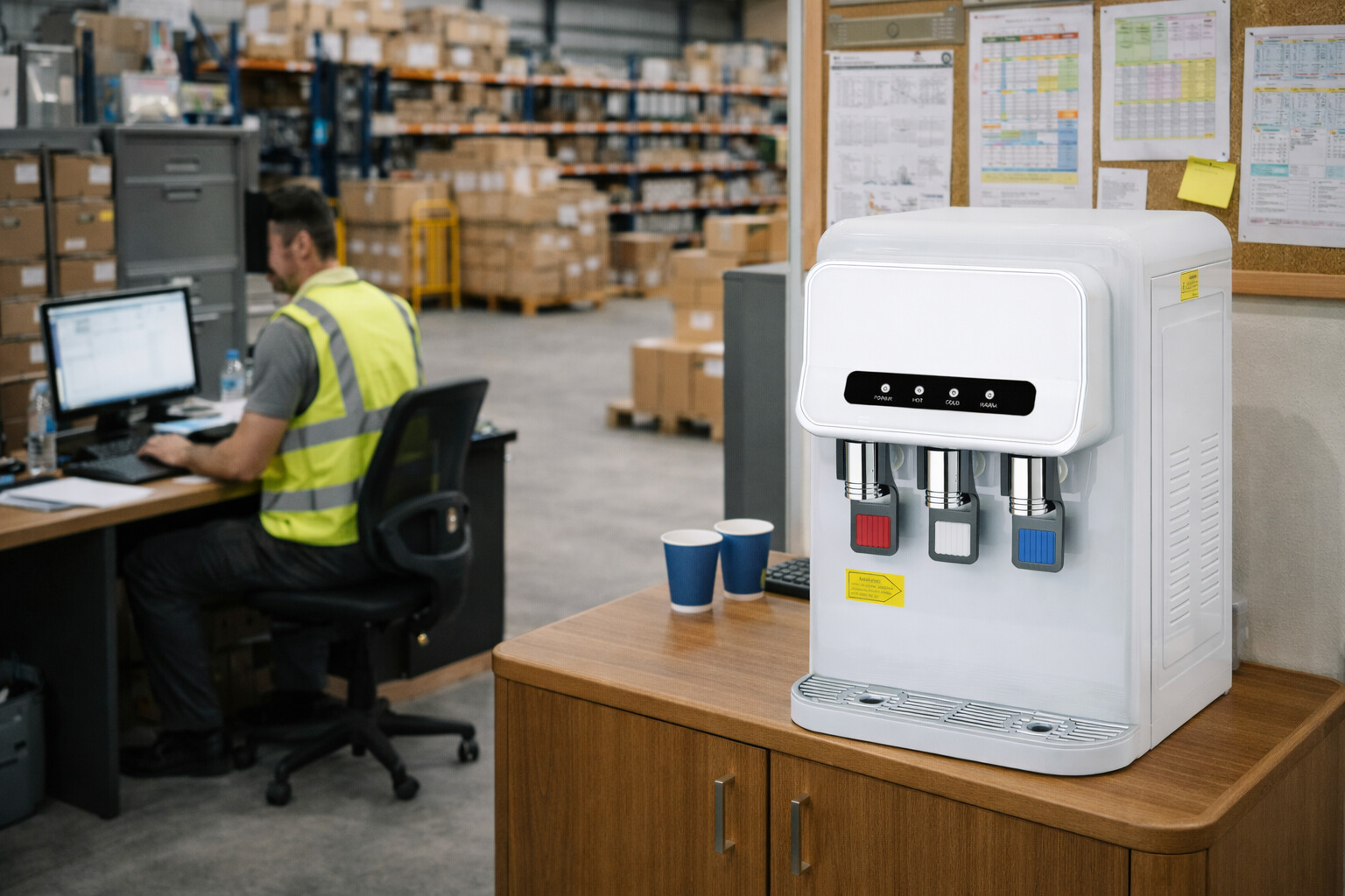 Compact Tabletop Water Dispenser with Compressor Cooling and 3 Temperature Taps