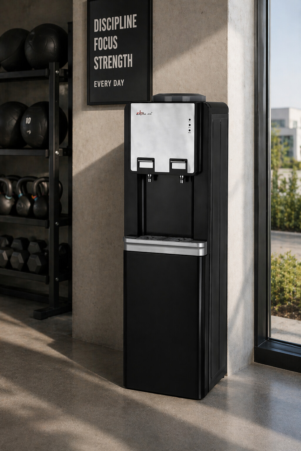 Night Mode Hot and cold compressor cooling water dispenser with Modern Cabinet