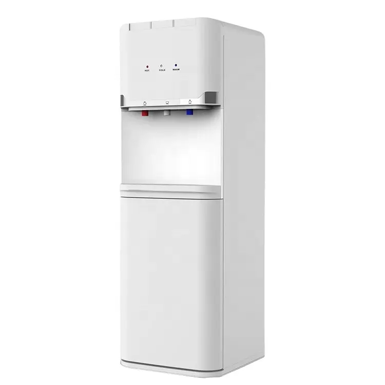 White Compact Portable 5 gallon bottled electric or R134a compressor cooling hot and cold water dispenser