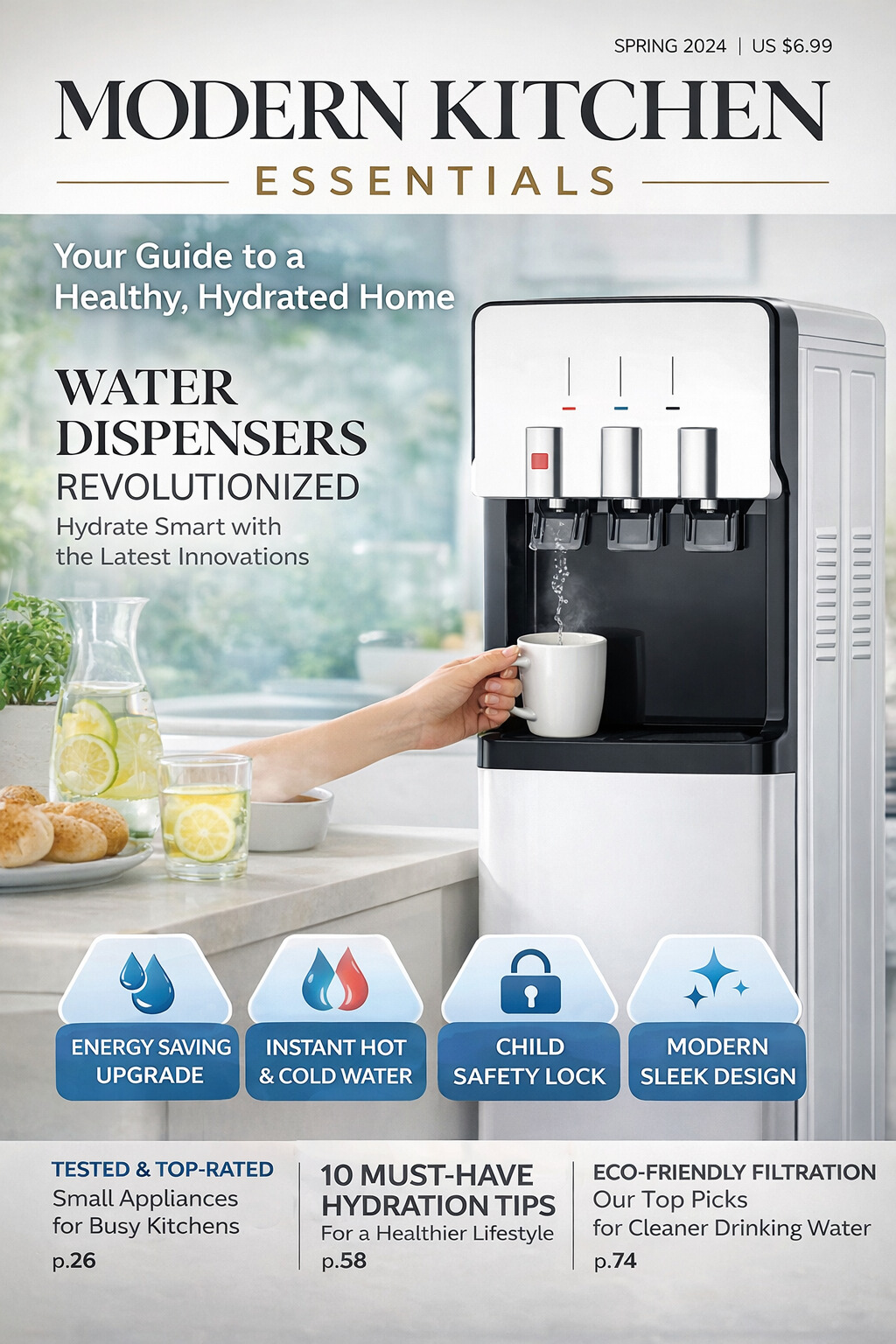 3 Tap Leak Proof Hot and Cold Compressor Cooling Water Dispenser for Office Home School