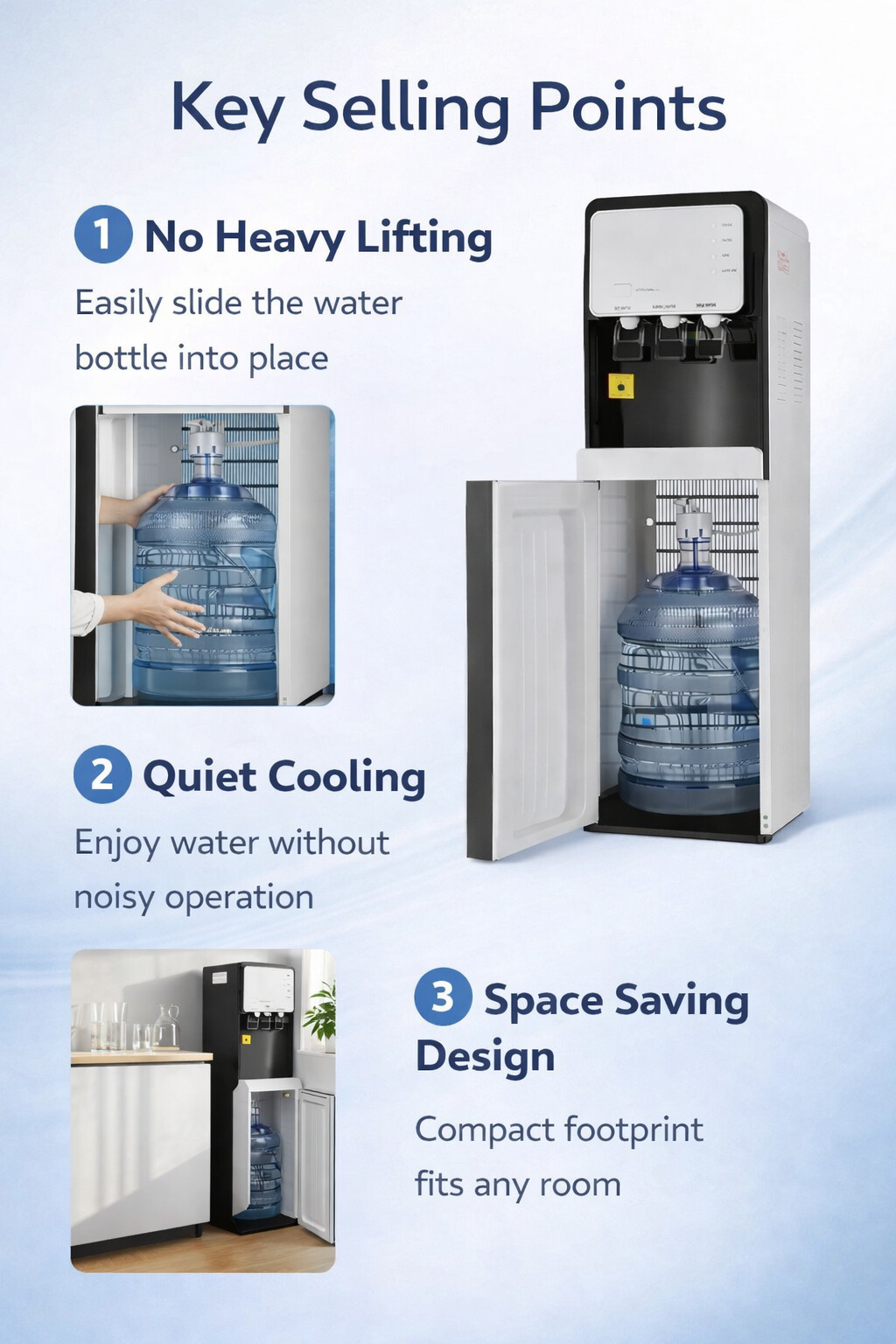 Freestanding R600a Hot and Cold Compressor Cooling Water Dispenser