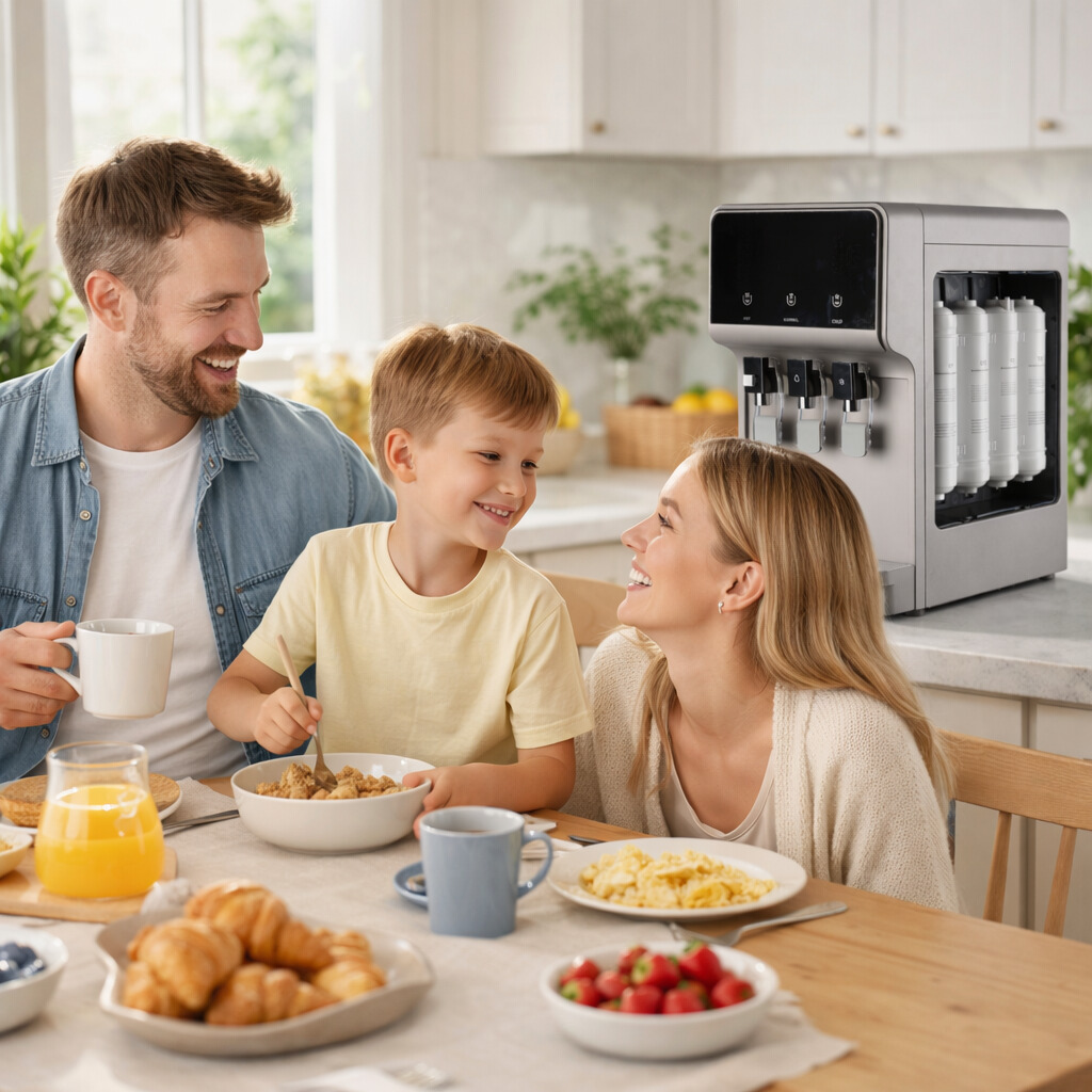 RO Filter Hot and Cold Compressor Cooling Countertop Water Dispenser with Multi‑Stage RO Filtration