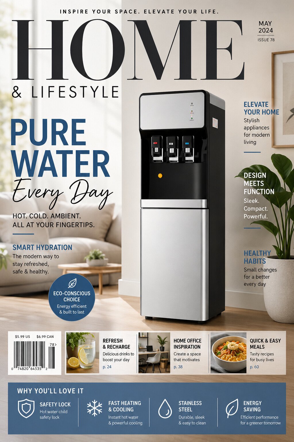 High Efficiency Restaurant Hot and cold compressor cooling water dispenser for Commercial Spaces