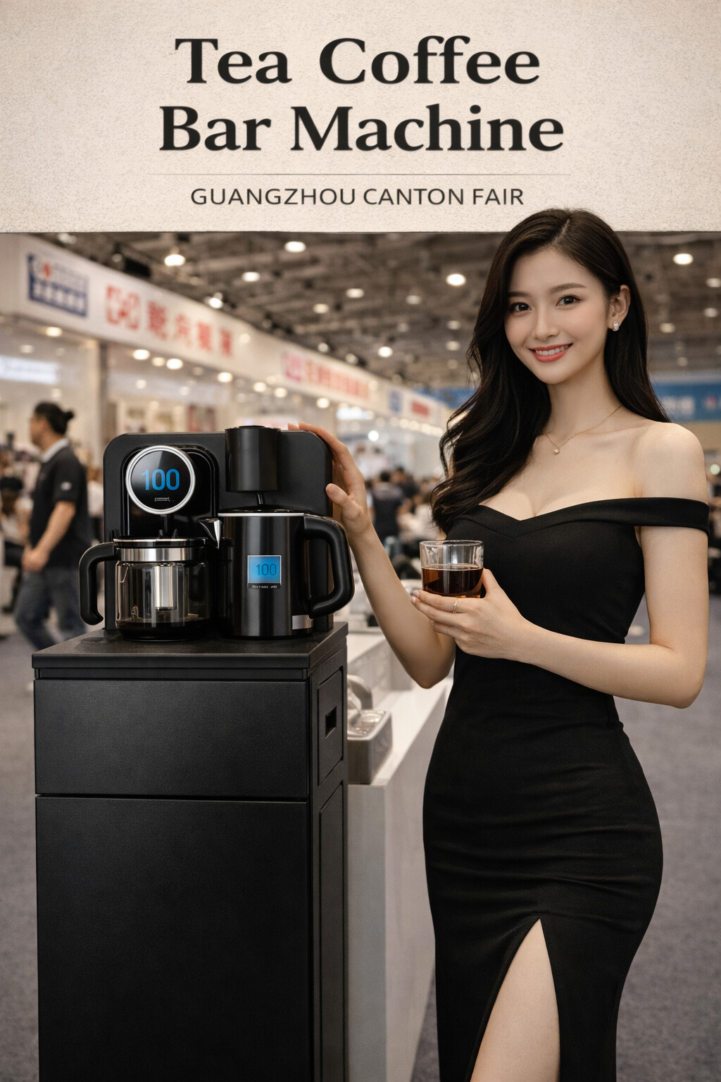 Premium Black Safety Lock Hot and cold compressor cooling water dispenser with Storage Base