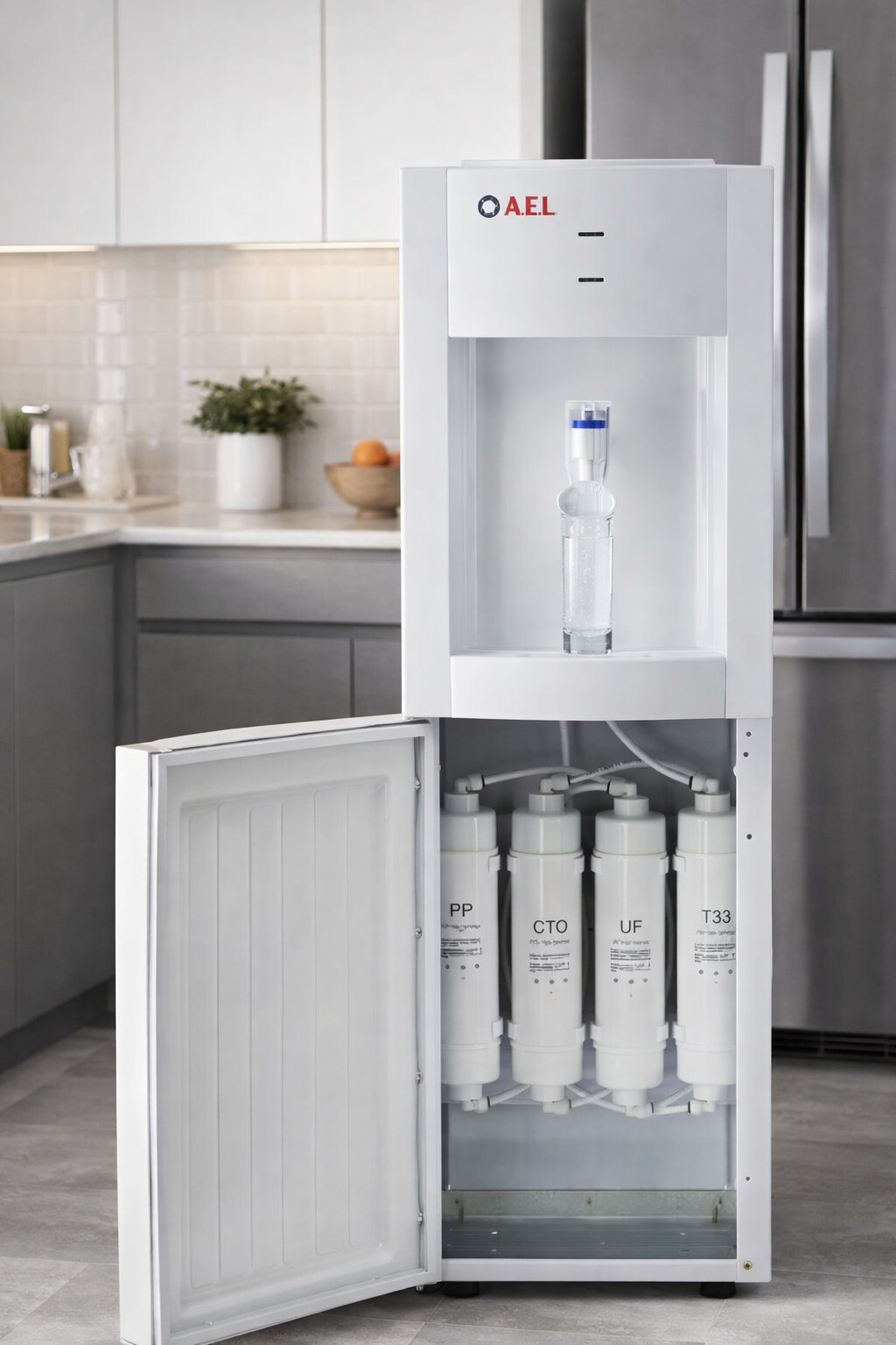 Smart Control Hot and cold compressor cooling water dispenser Floor Standing Water Purifier with 4 Stage Filtration