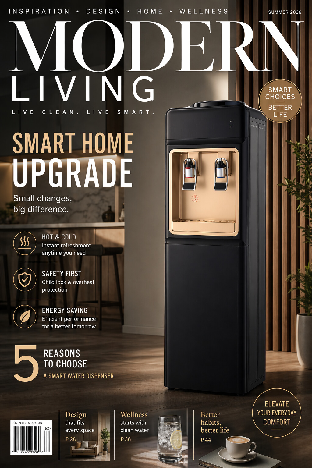 Freestanding Hot Cold Water Dispenser with Storage