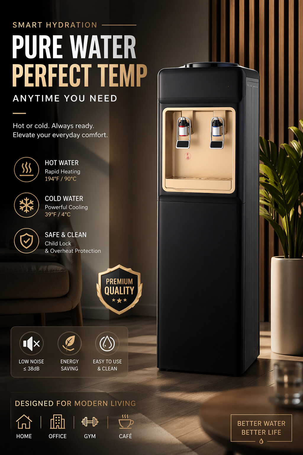 Smart Floor Standing Water Dispenser with Compressor Cooling