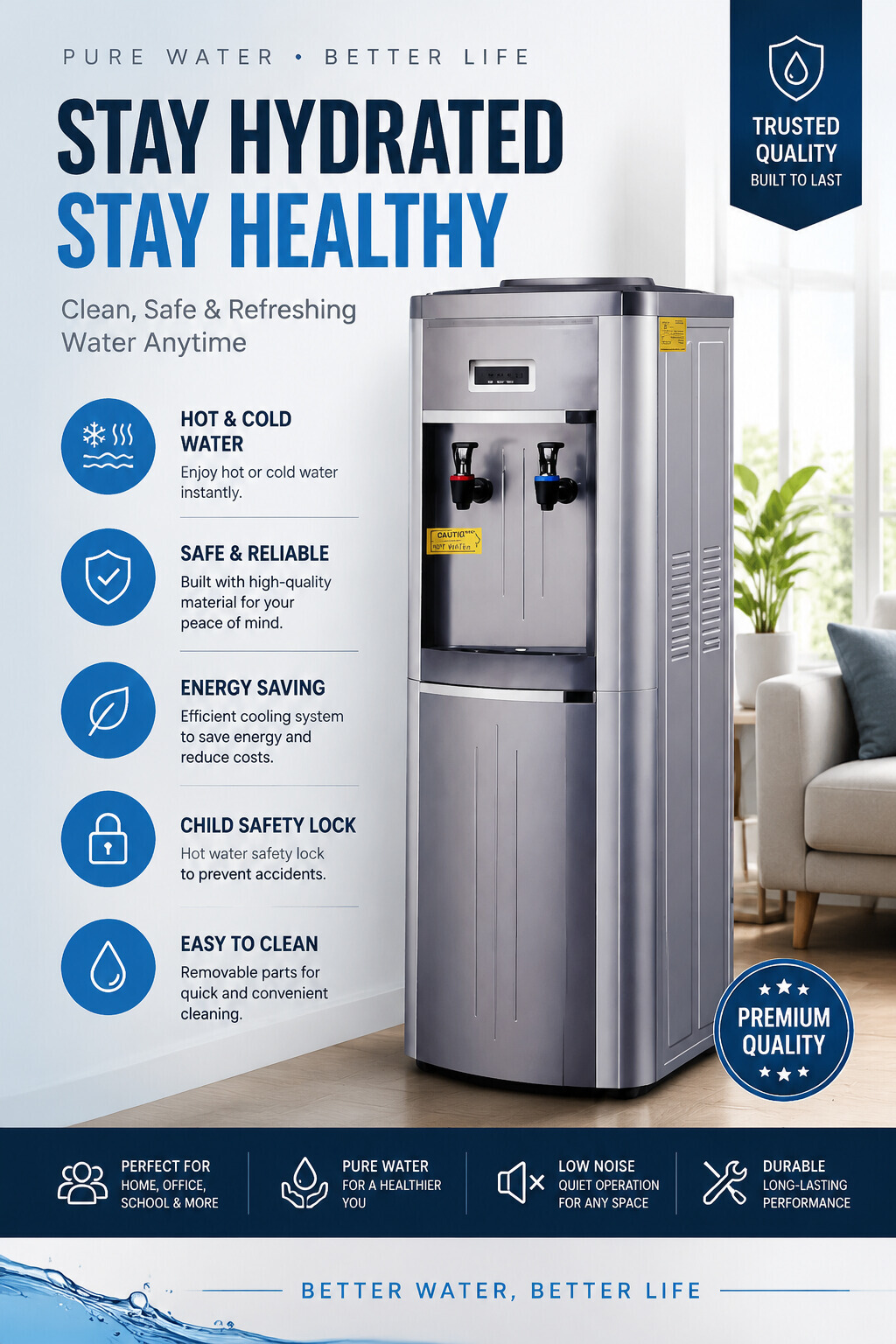 Workshop Hot and cold compressor cooling water dispenser – Reliable Dual Temp Water Solution