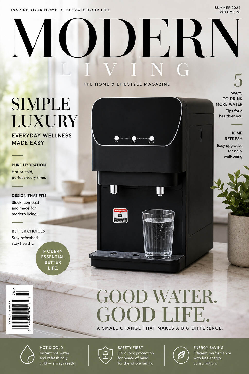 Modern Bottom Loading Hot and Cold Compressor Cooling Water Dispenser