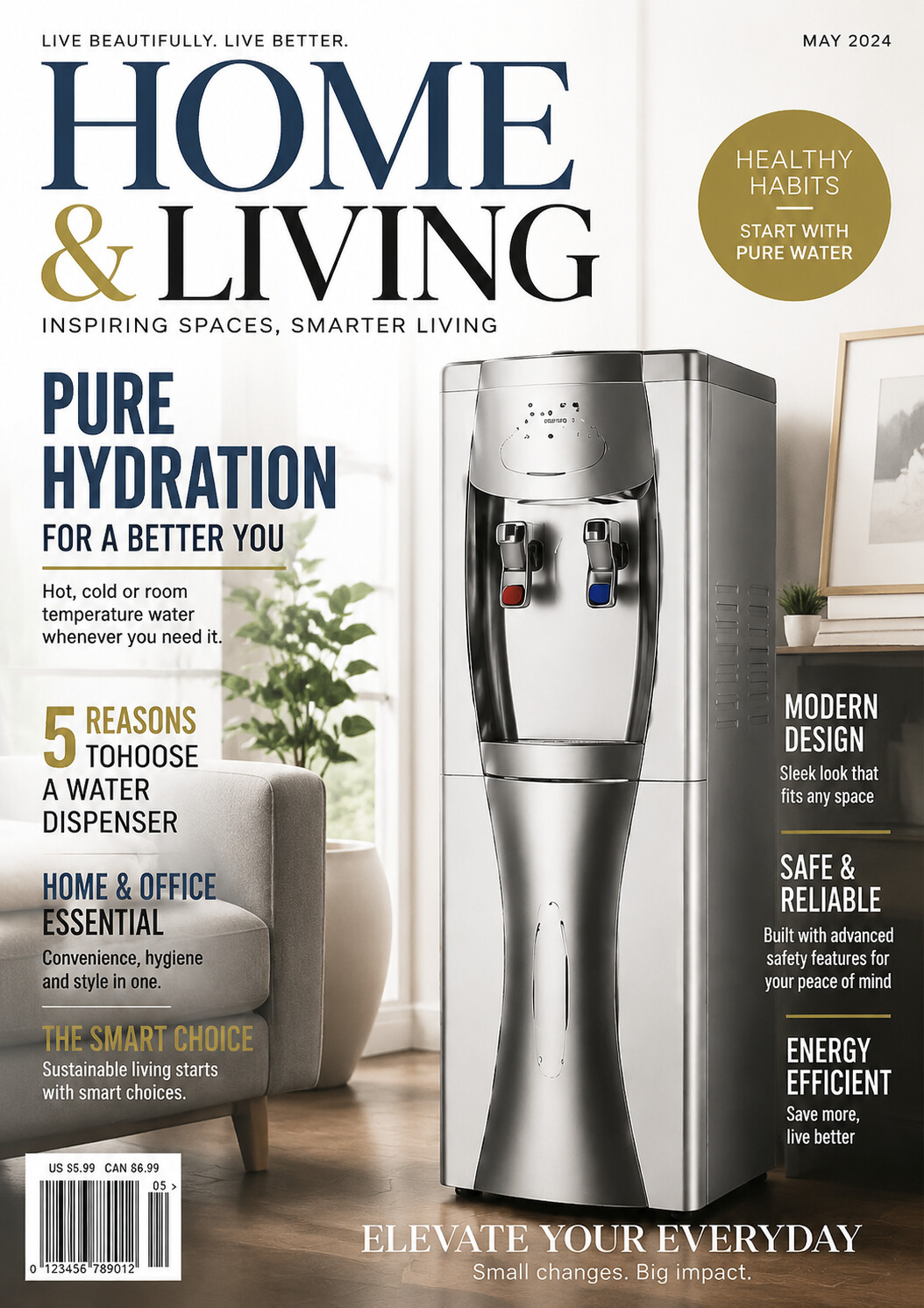 Energy Efficient Commercial Countertop Hot and Cold Compressor Cooling Water Dispenser