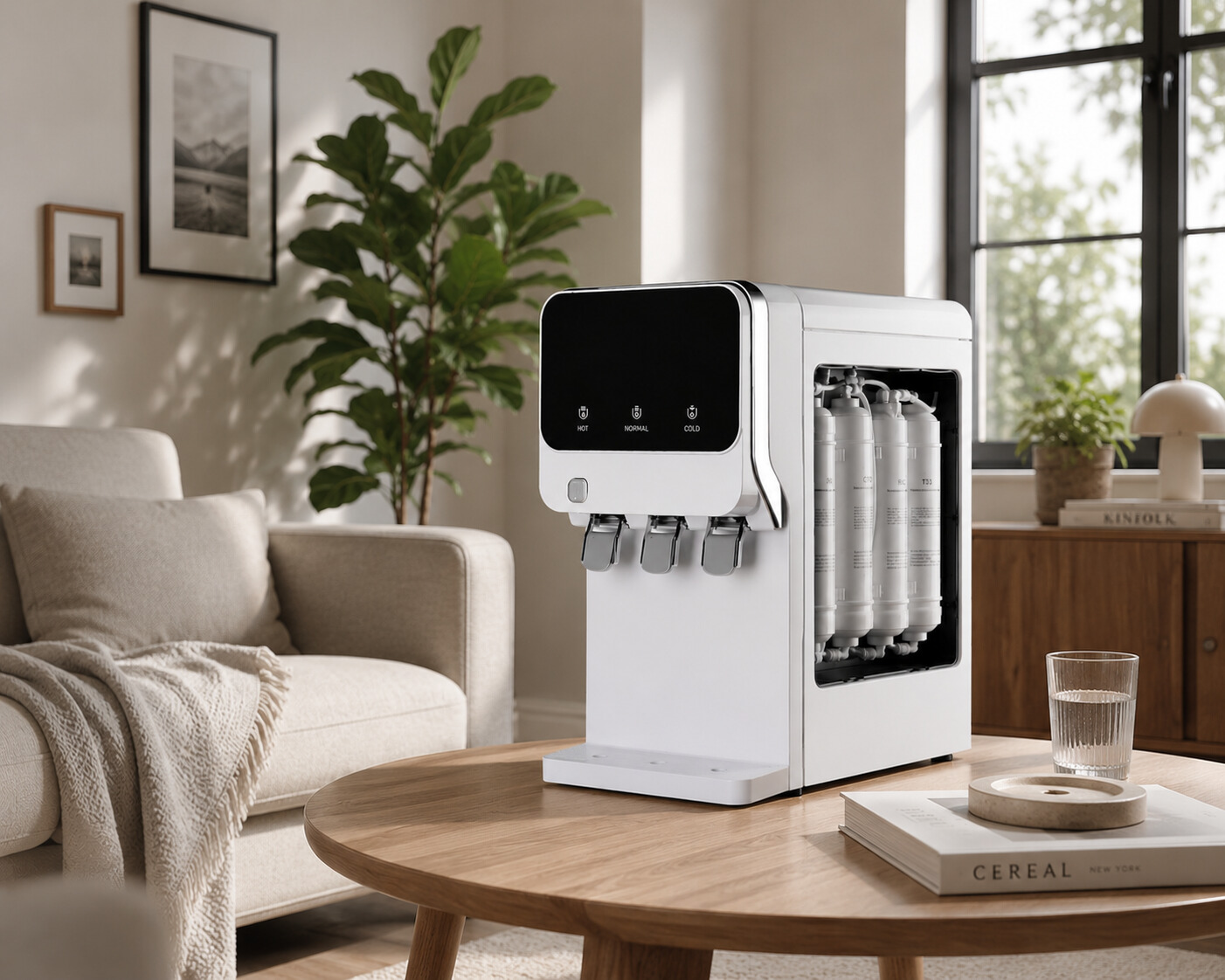Modern Hot and Cold Compressor Cooling Water Dispenser Stainless Steel Freestanding Unit