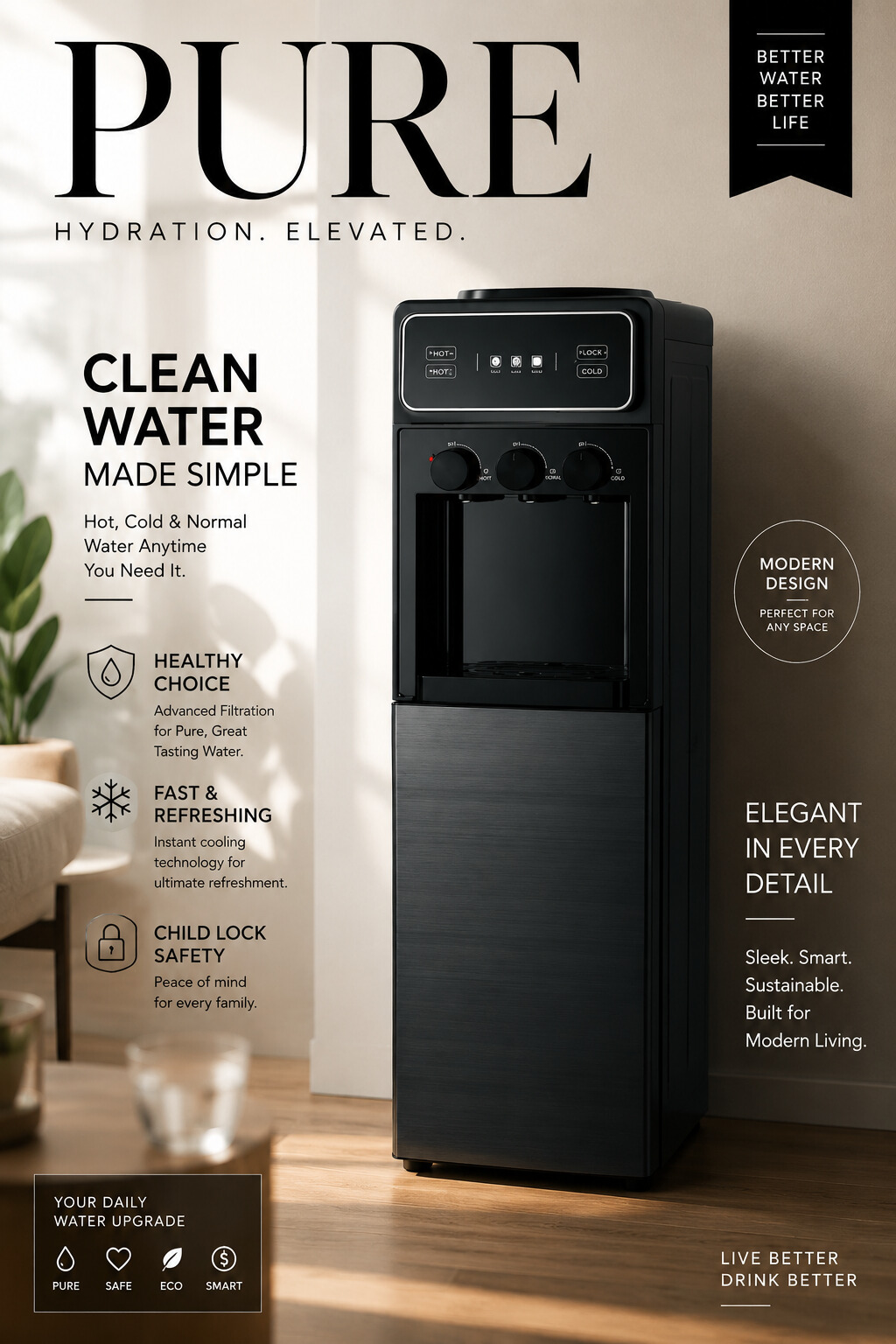 Energy Saving Water Cooler with Rapid Compressor Refrigeration