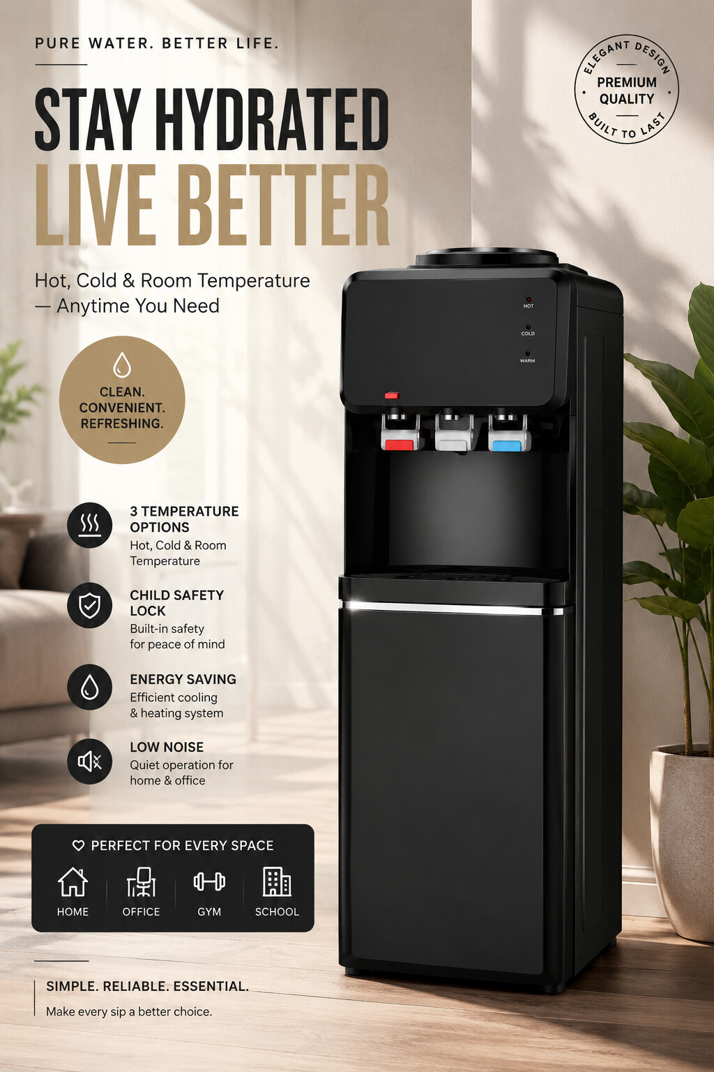 Compact Office Water Dispenser with Compressor Refrigeration