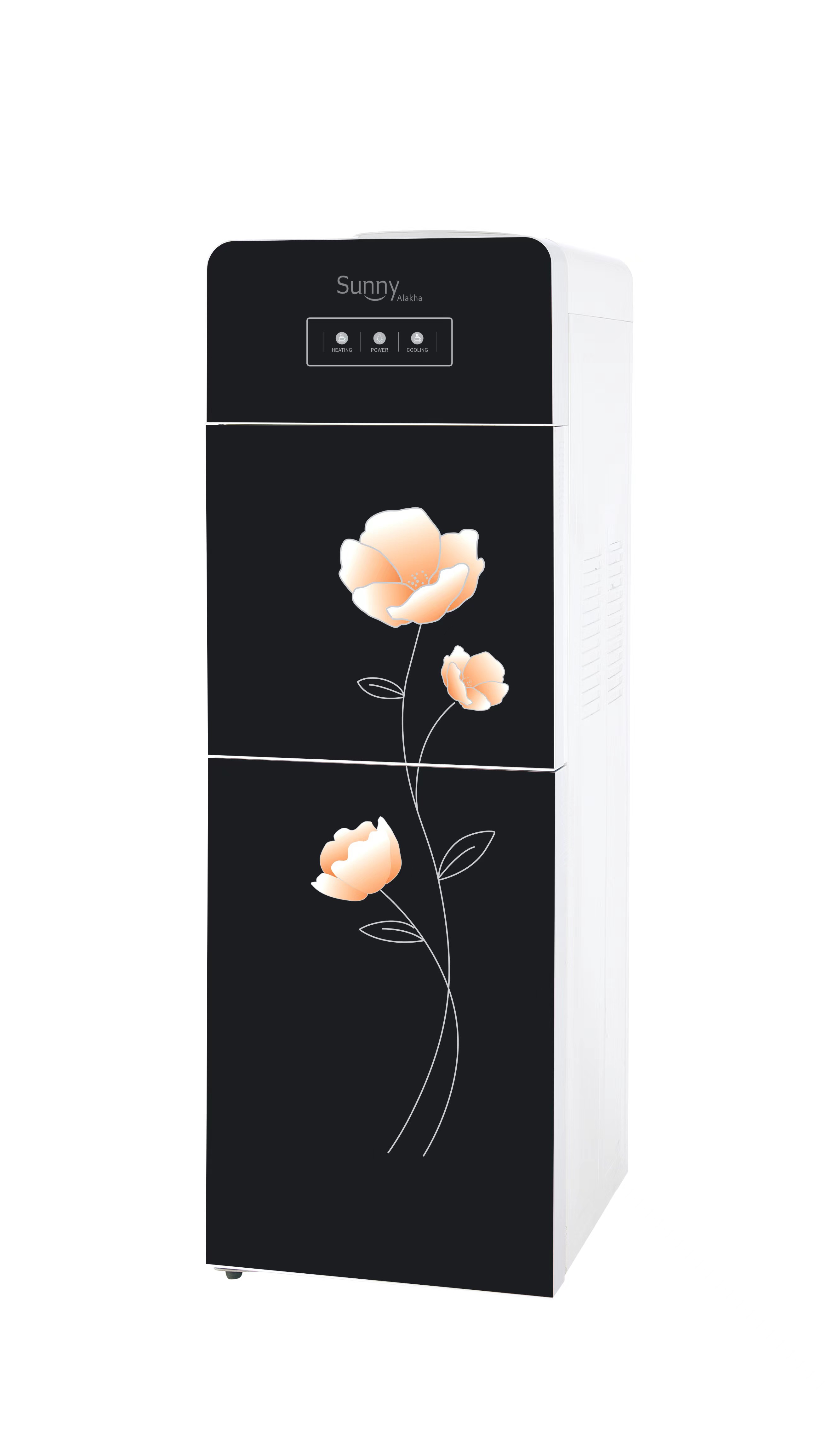 Black Floral SS304 Food Grade Standing Hot and Cold Water Dispenser with Compressor Cooling