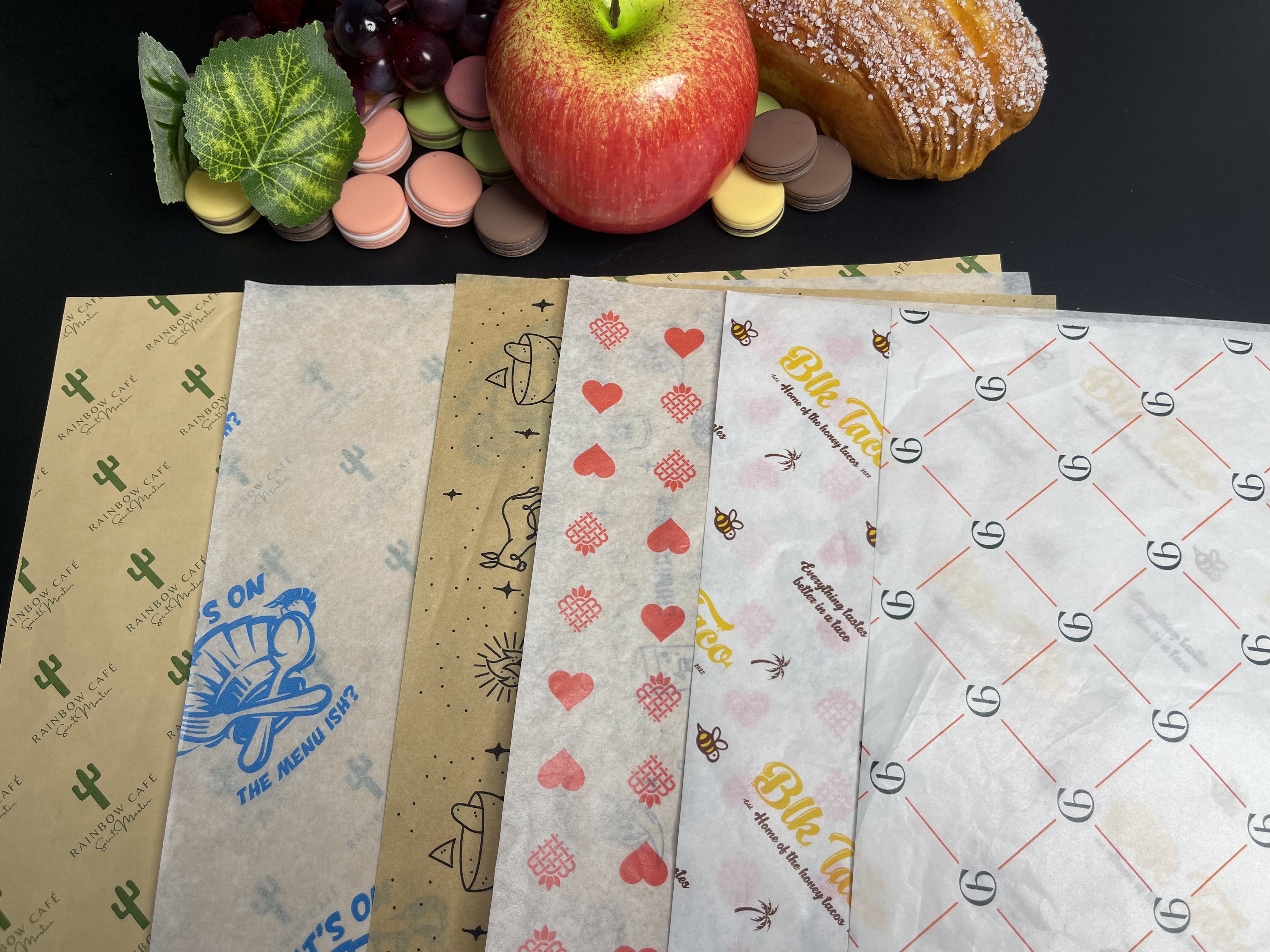 Customized Food Greaseproof Hamburger Sandwich Paper for Food Packaging Kitchen Paper, Oil-absorbing Paper for Deep-frying Food paper