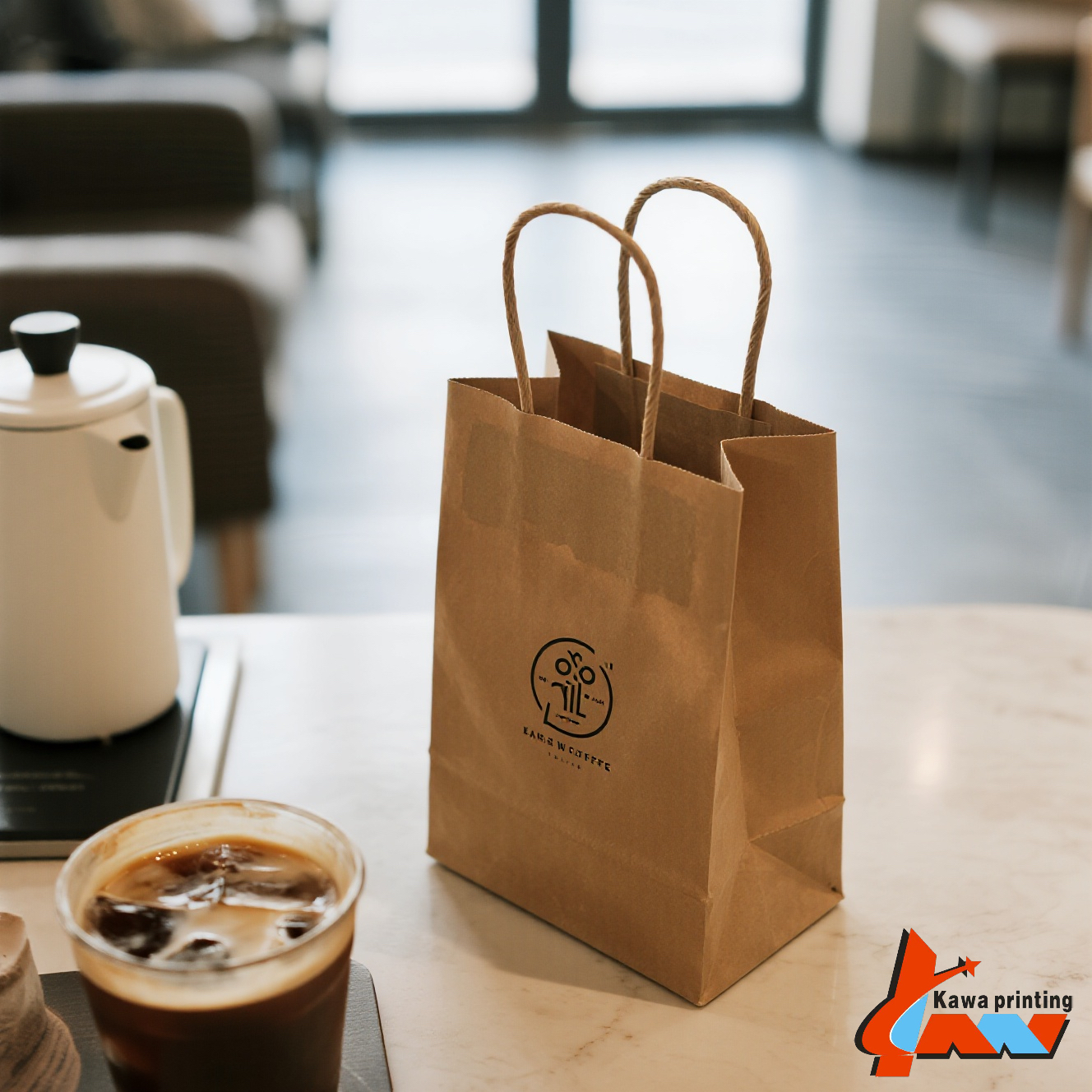 Food Grade Kraft Paper Bag Custom Logo Printed Recyclable Brown Kraft Shopping Bag With Handles