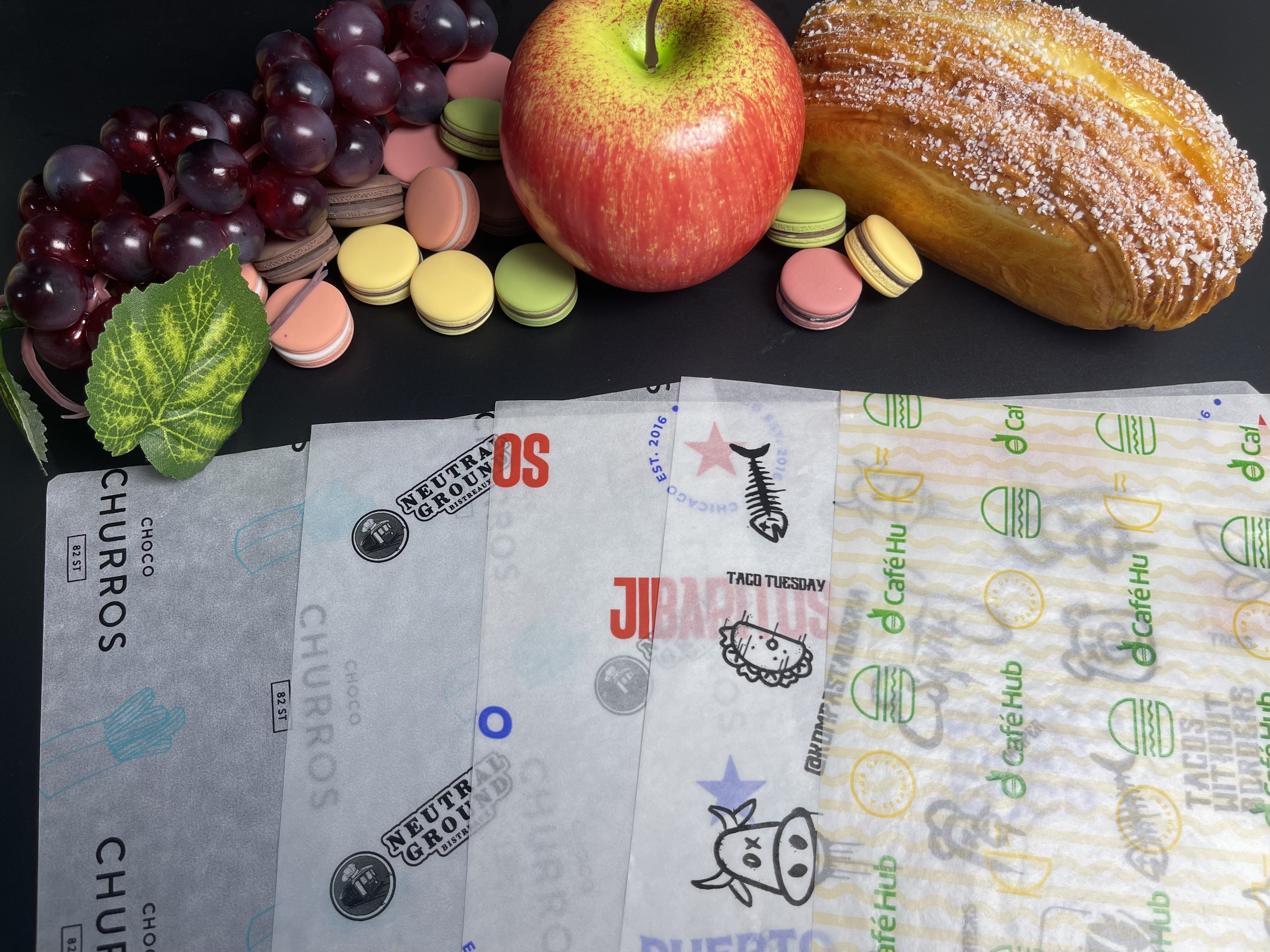 Custom Printed Wax Food Grade Burger Wrapping Paper Greaseproof Sandwich Packaging Sheet Disposable Restaurant Takeaway Paper