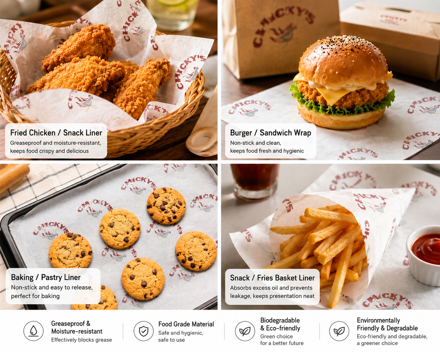 Food Grade Greaseproof Paper | Biodegradable Food Wrapping Paper | Custom Printed Packaging Paper