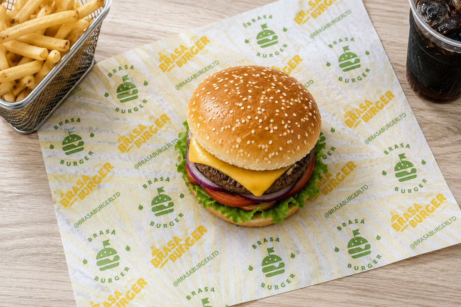 Custom Printed Burger Wrapping Paper | Food Grade Greaseproof Paper Sheets