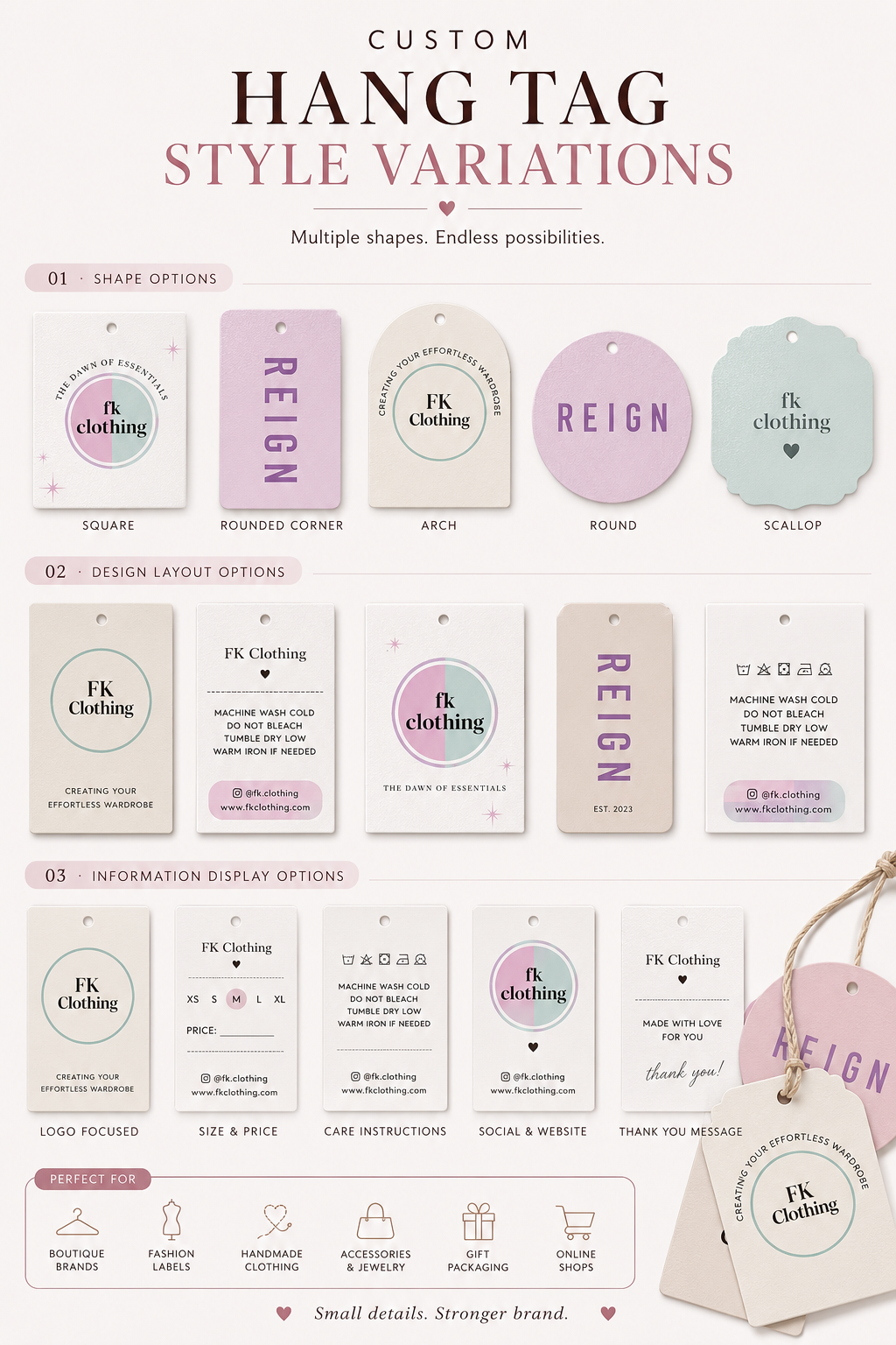 Custom Clothing Hang Tags | Die-Cut Shapes, Gold Foil, Embossing & Spot UV | Premium Cardstock Tags