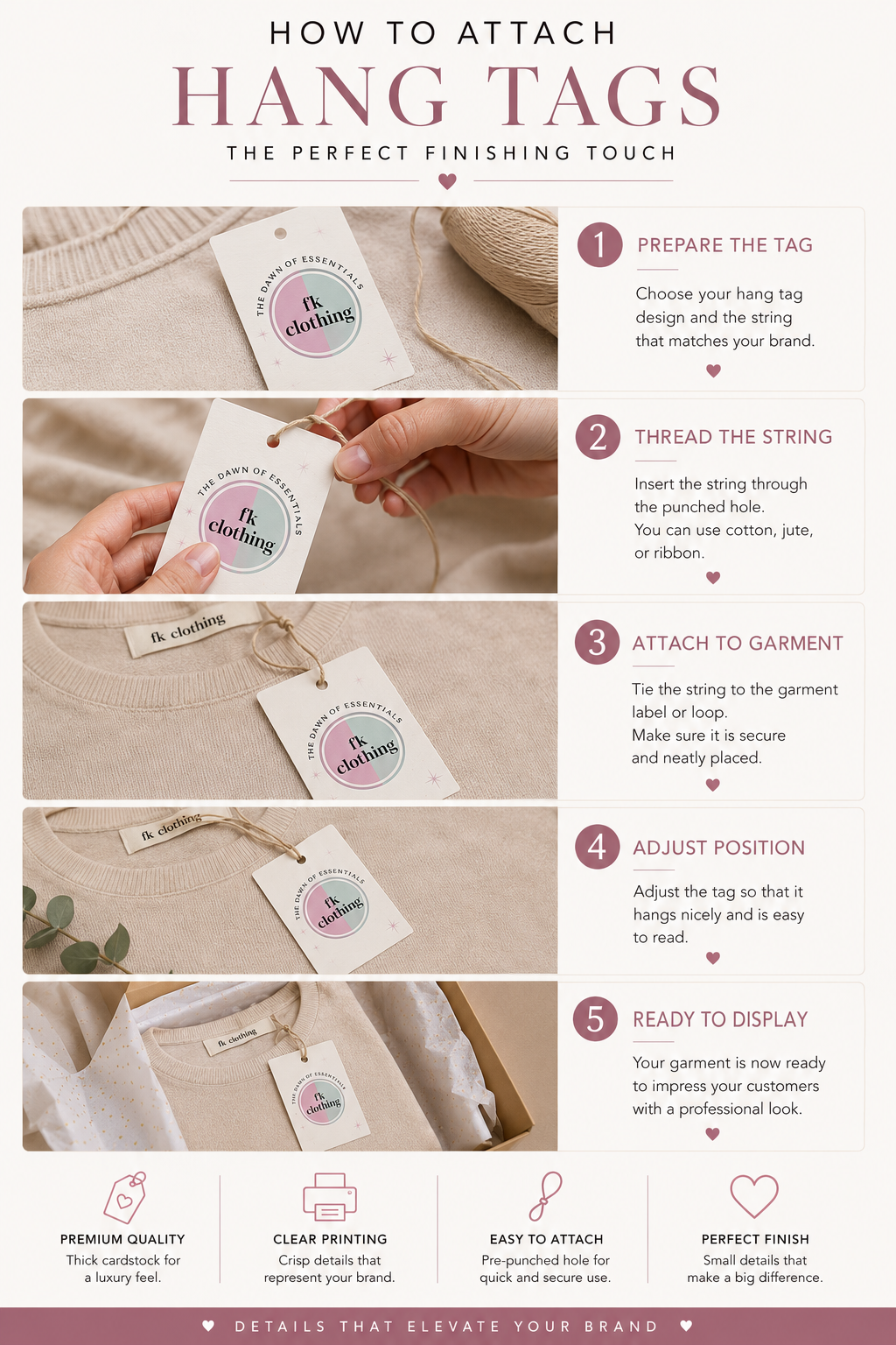 Custom Clothing Hang Tags | Die-Cut Shapes, Gold Foil, Embossing & Spot UV | Premium Cardstock Tags