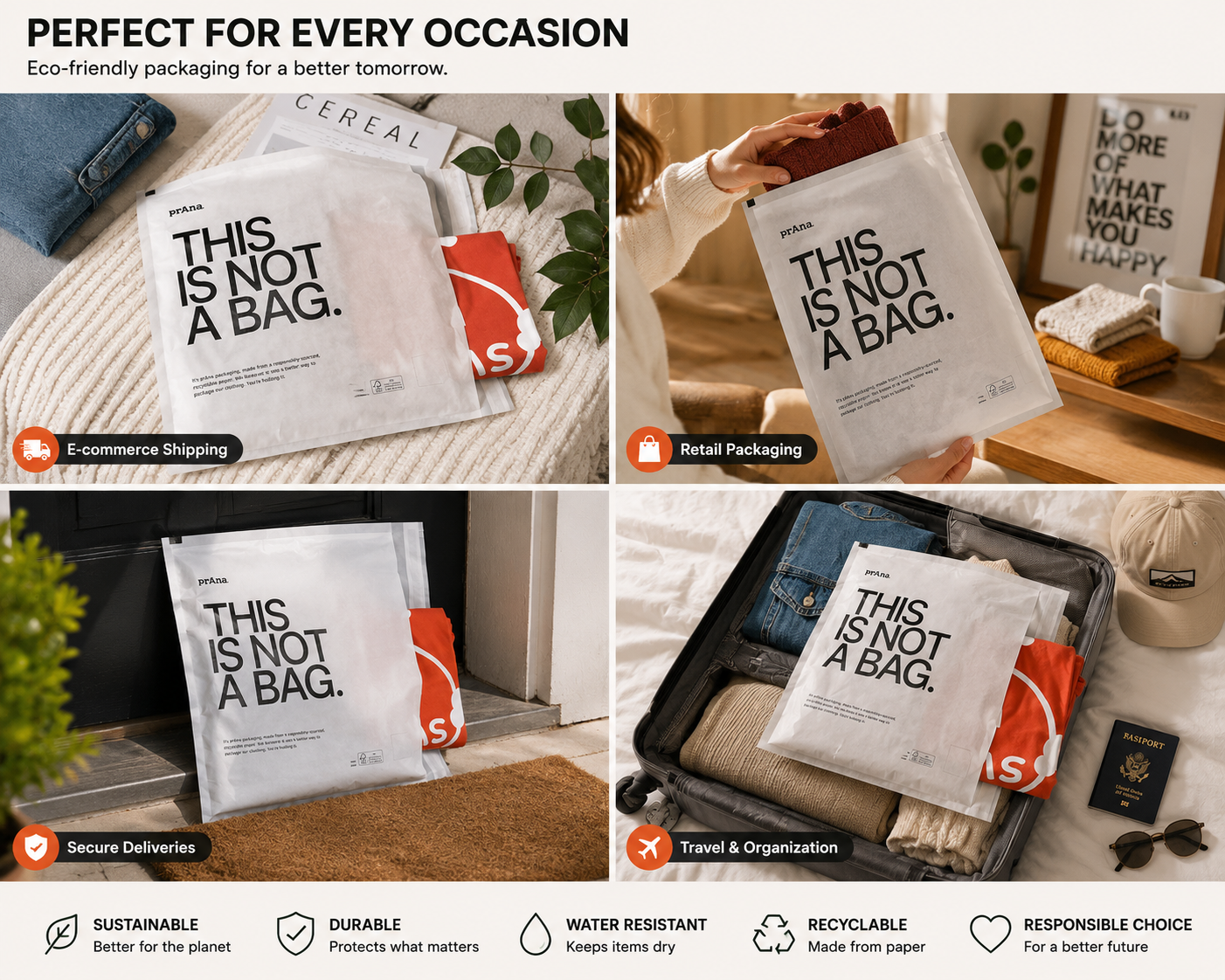 Custom Glassine Paper Bags | Recyclable Self-Sealing Apparel Packaging Bags | Eco-Friendly Printed Mailing Bags