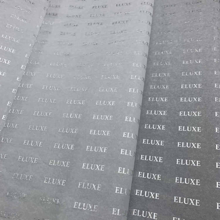Custom Printed 17gsm Luxury Silk Tissue Paper Silver Foil Stamped Decorative Gift Box Wrapping Paper