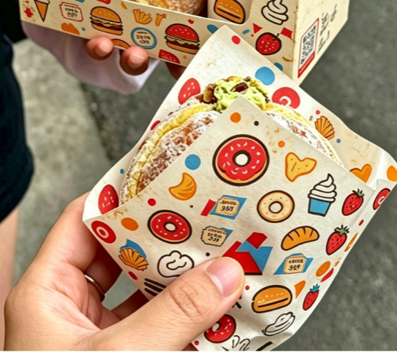 Food Grade Grease Proof Paper Bag Custom Logo Disposable Snack Packaging Bags
