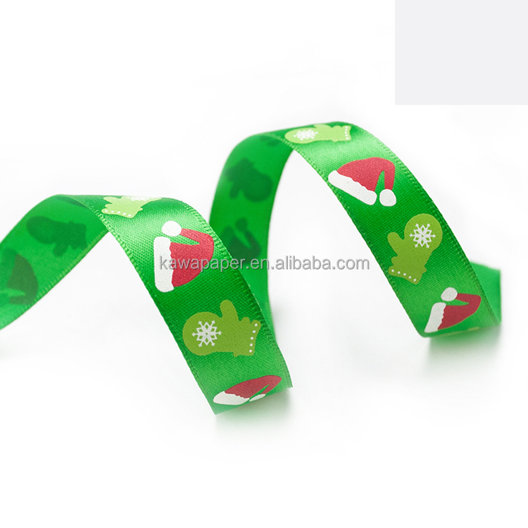 Custom Christmas Printed Satin Ribbon | Holiday Gift Wrapping Ribbon | Personalized Logo Decorative Ribbon