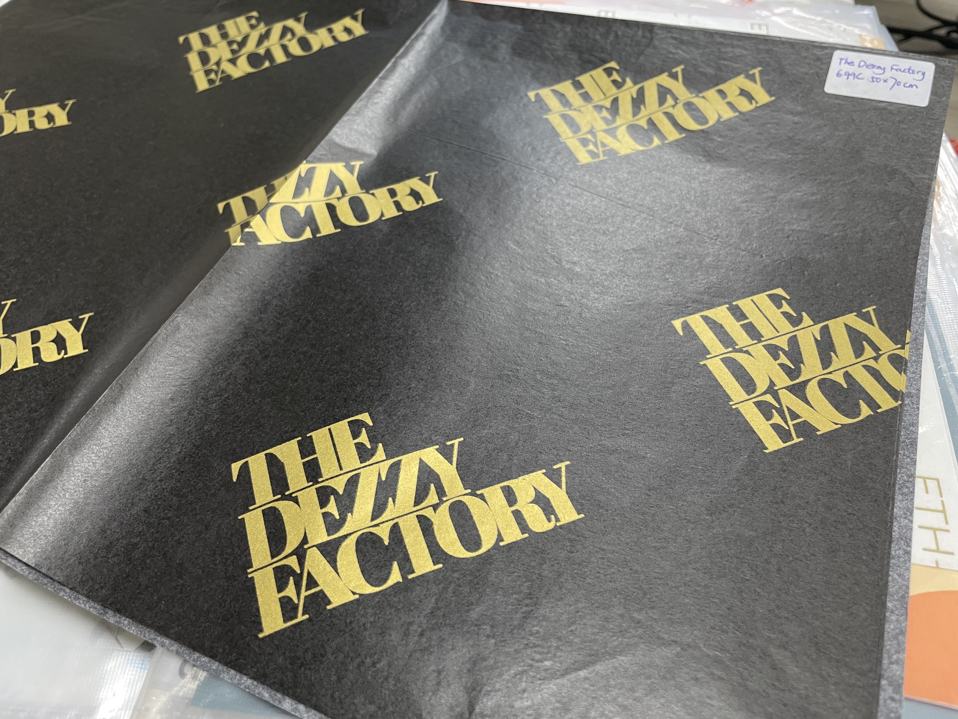 Custom Black Tissue Paper with Metallic Printing | Luxury Branded Packaging Tissue Paper