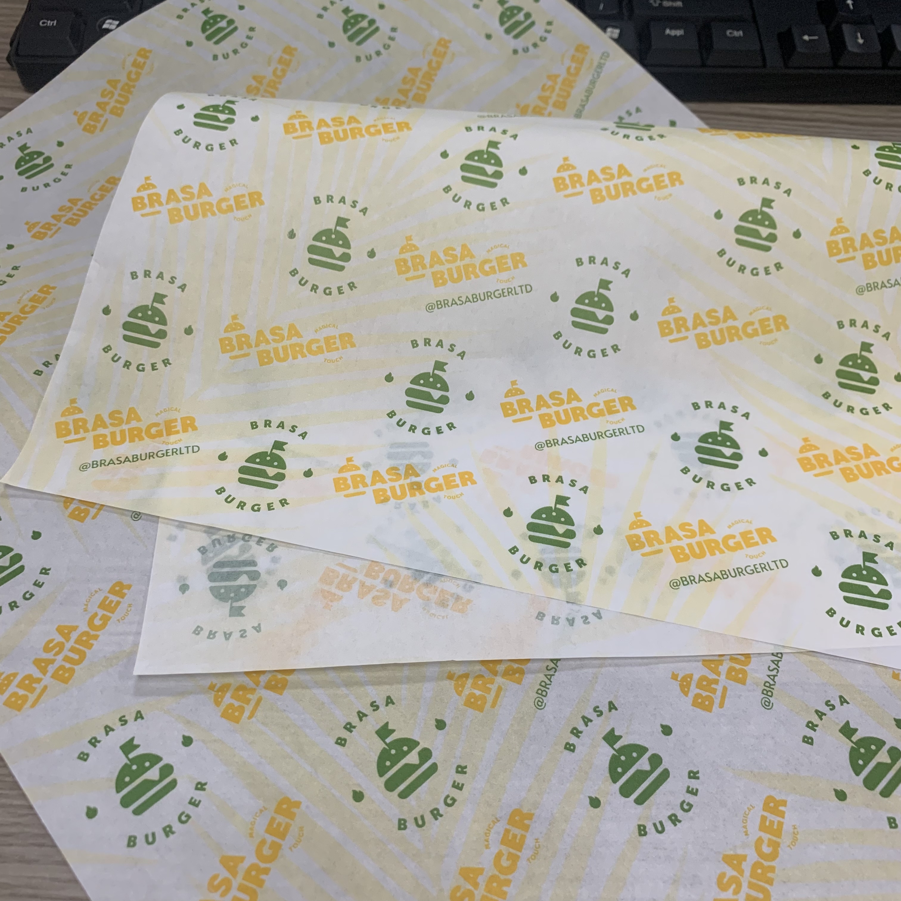 Custom Printed Burger Wrapping Paper | Food Grade Greaseproof Paper Sheets