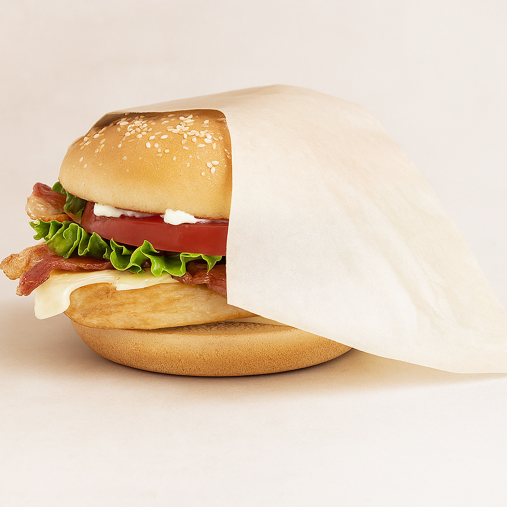 Custom Burger Wrapping Paper | Food Grade Greaseproof Paper | PFAS-Free Printed Hamburger Wrapping Paper