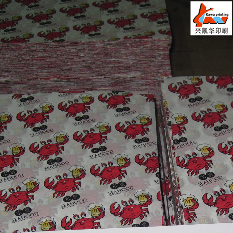 Custom Printed Food Grade Greaseproof Paper – Seafood Wrapping Paper for Crab, Lobster & Fast Food Packaging