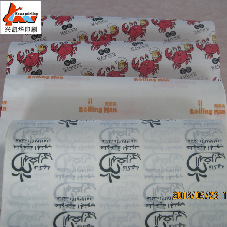 Custom Printed Food Grade Greaseproof Paper – Seafood Wrapping Paper for Crab, Lobster & Fast Food Packaging