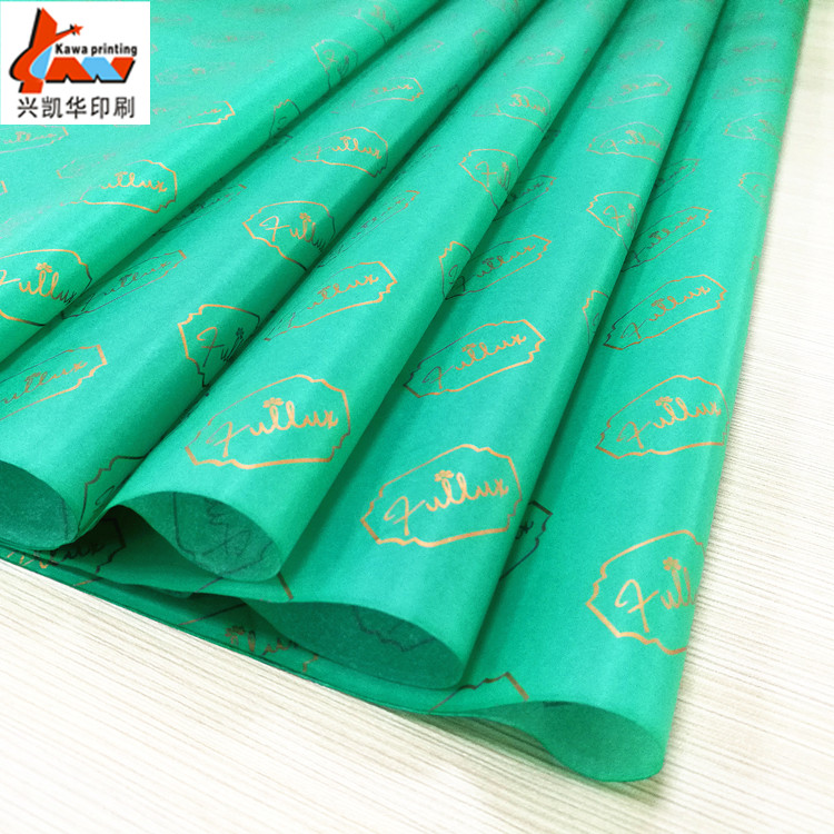 Custom Gold Foil Tissue Paper | Dark Green Logo Printed Wrapping Paper | Luxury Apparel & Gift Packaging Tissue