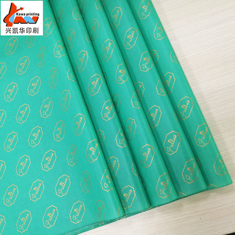 Custom Gold Foil Tissue Paper | Dark Green Logo Printed Wrapping Paper | Luxury Apparel & Gift Packaging Tissue