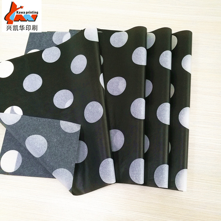 Black Polka Dot Printed Tissue Paper | Custom Luxury Packaging Paper | Fashion Gift Wrapping Tissue