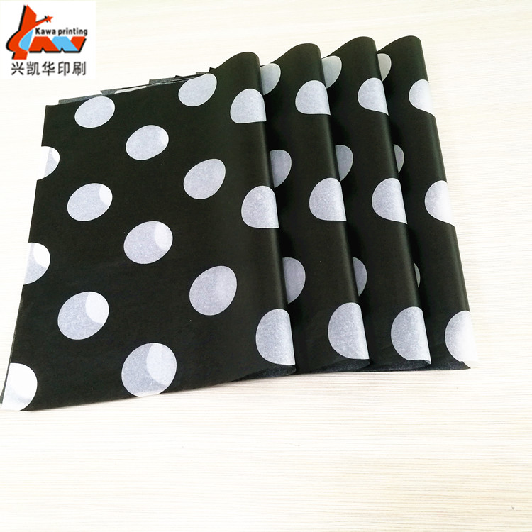 Black Polka Dot Printed Tissue Paper | Custom Luxury Packaging Paper | Fashion Gift Wrapping Tissue